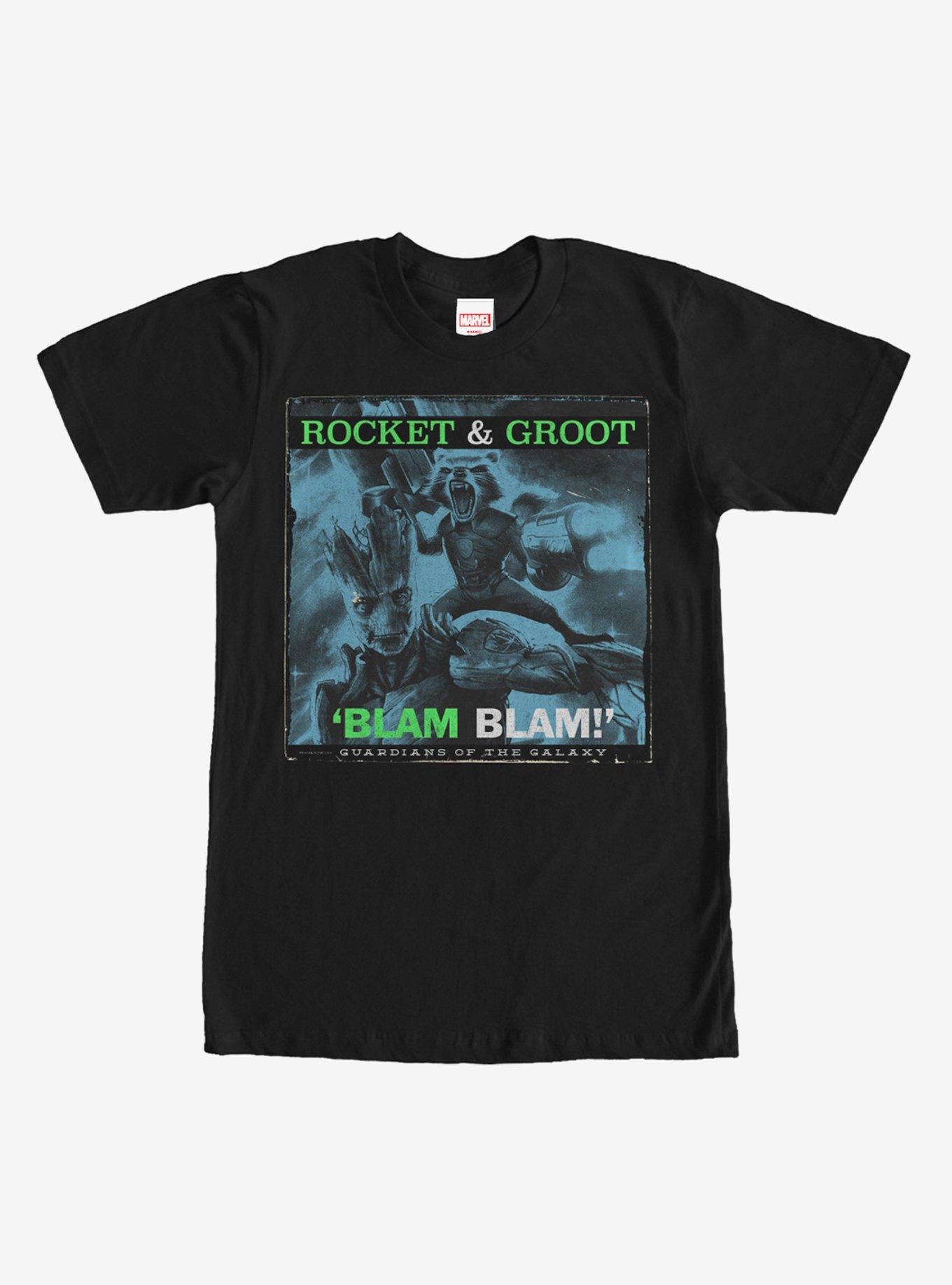 Marvel Guardians of the Galaxy Rocket and Groot Blam T-Shirt | Graphic T-Shirt for Unisex
