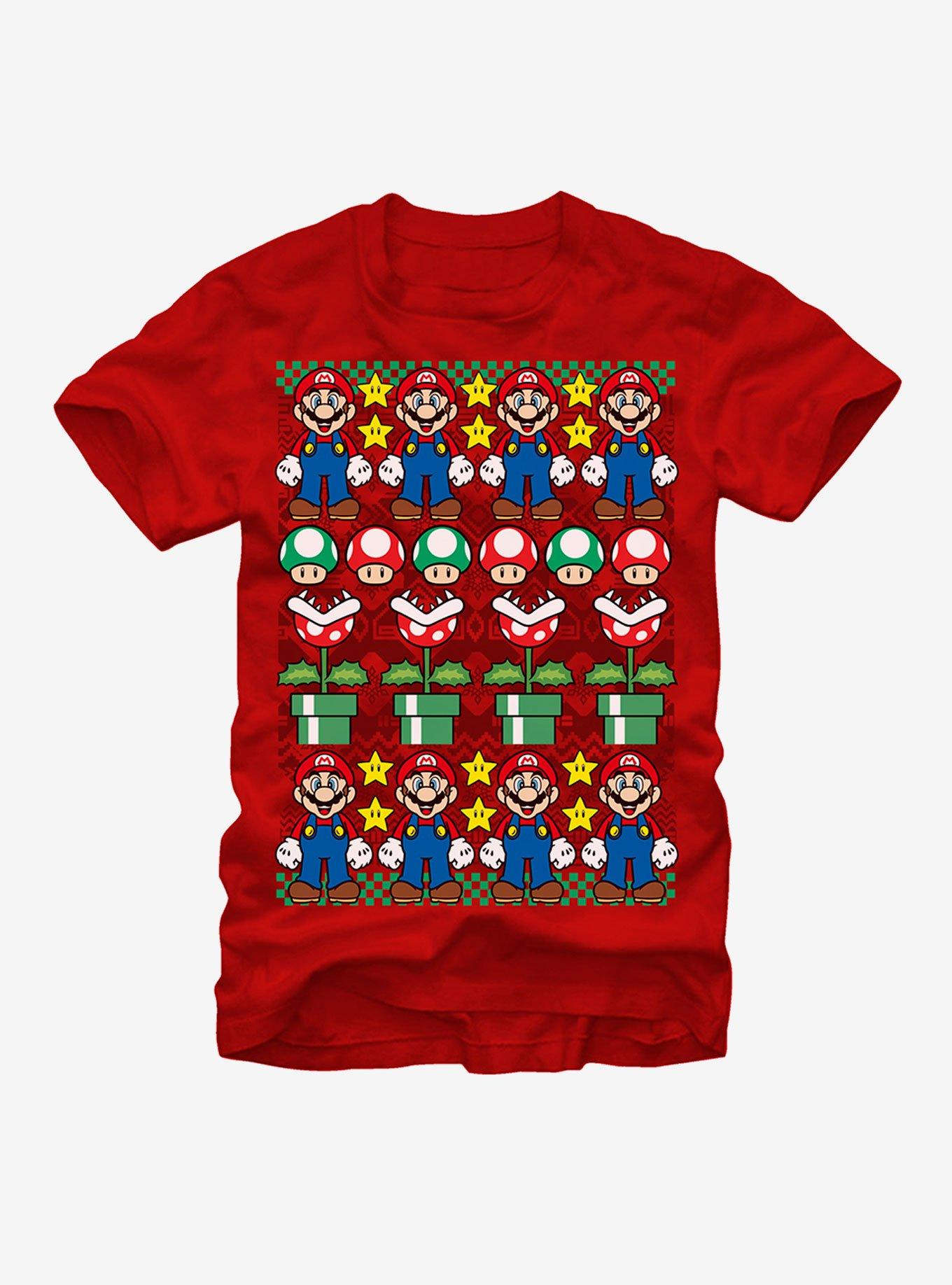 Nintendo Ugly Christmas Sweater Mario T-shirt | Trendy Graphic Tee | Casual Unisex T-shirt