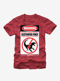 Jurassic World Warning Electrified Fence T-Shirt | Graphic T-Shirt for Unisex