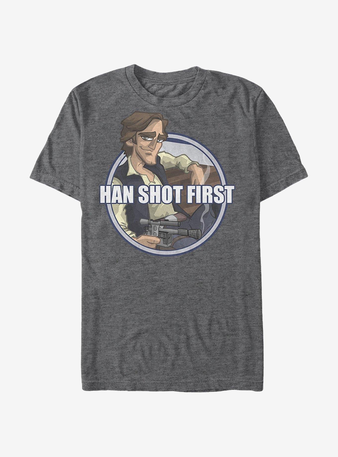 Star Wars Han Shot First Cartoon T-Shirt | Graphic T-Shirt for Unisex