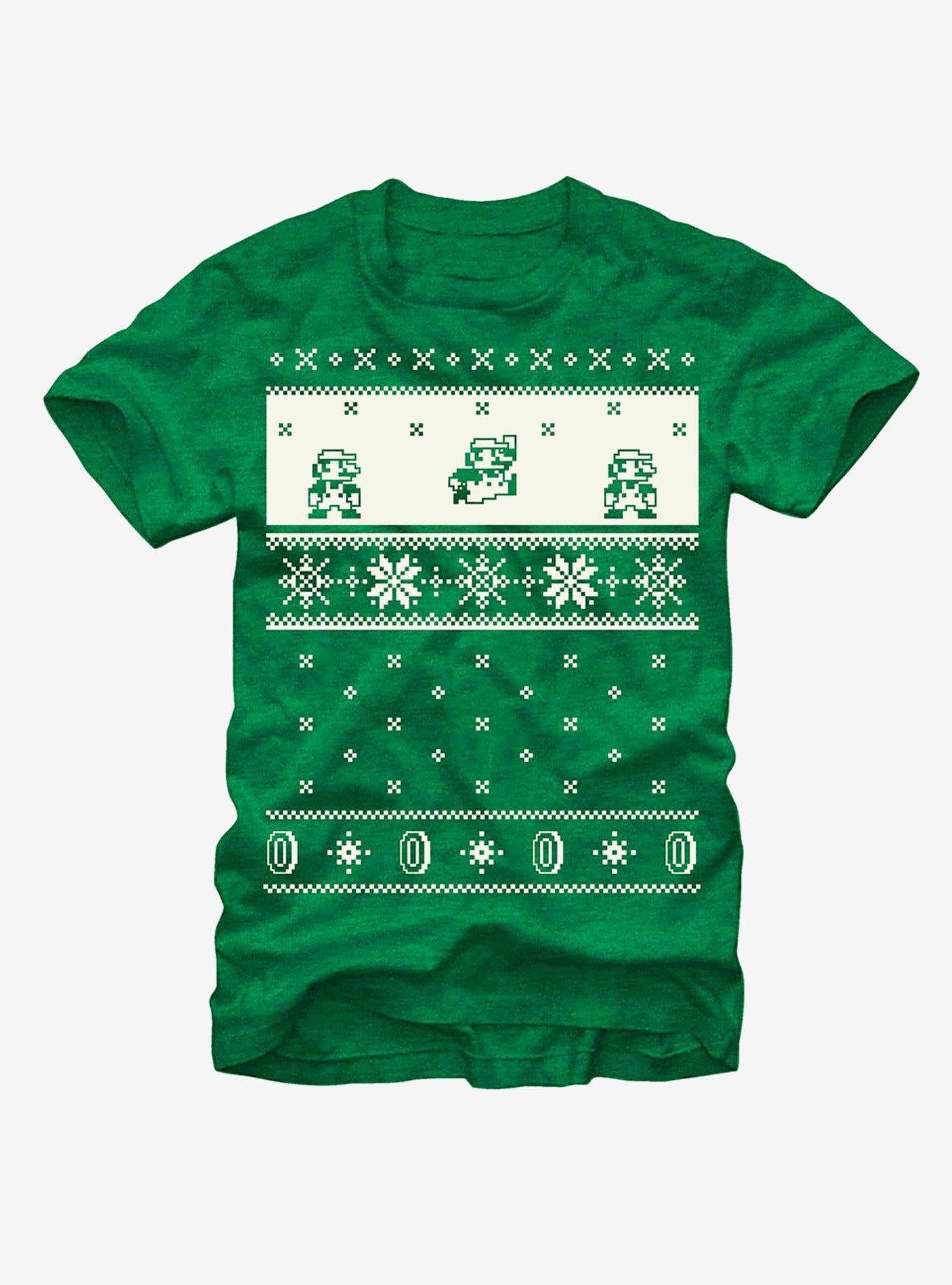 Nintendo Christmas Sweater Mario T-shirt | Trendy Graphic Tee | Casual Unisex T-shirt