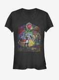 Disney Beauty And The Beast Stained Glass Girls T-Shirt | Graphic T-Shirt for Unisex