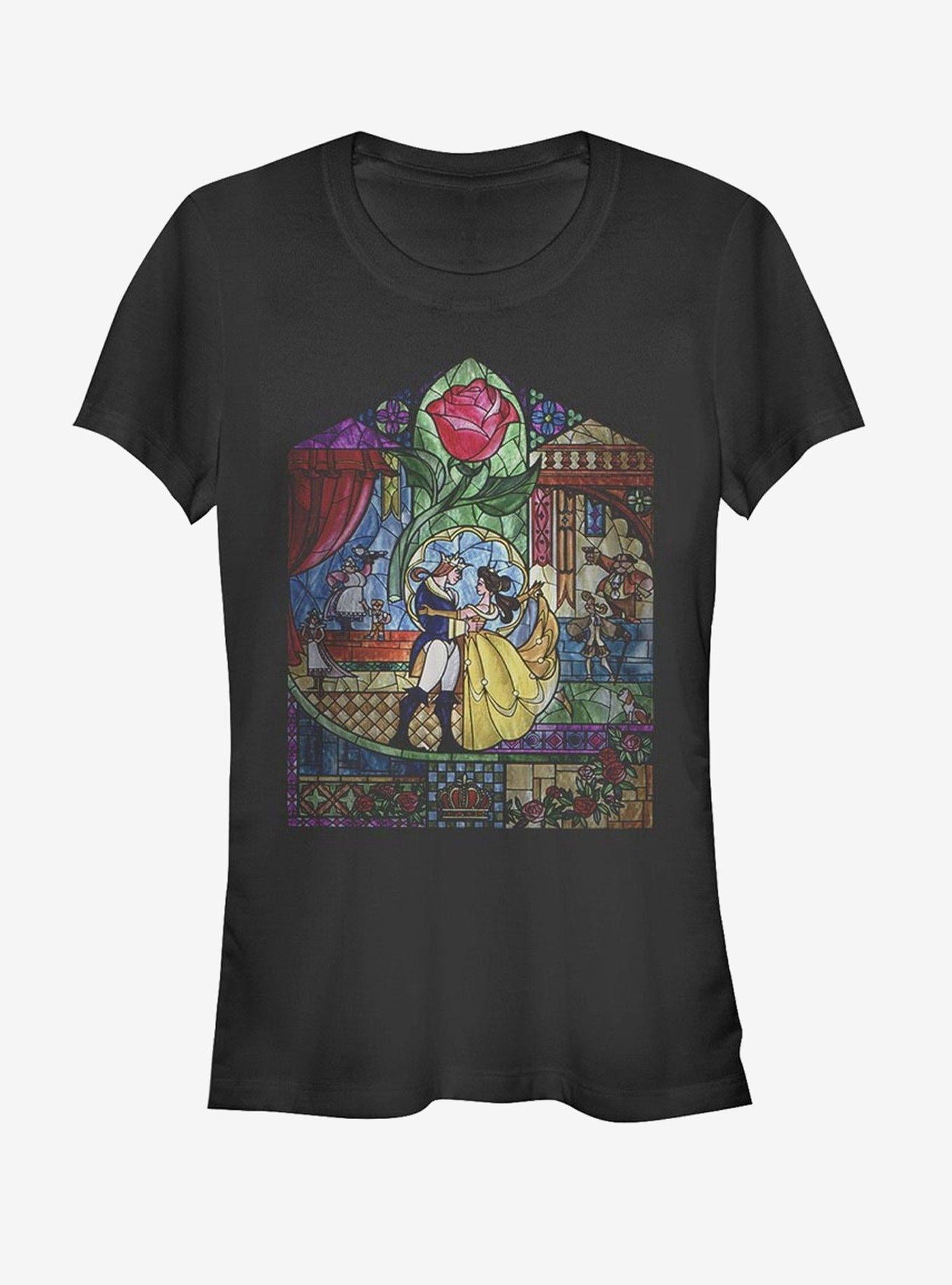 Disney Beauty And The Beast Stained Glass Girls T-Shirt | Graphic T-Shirt for Unisex