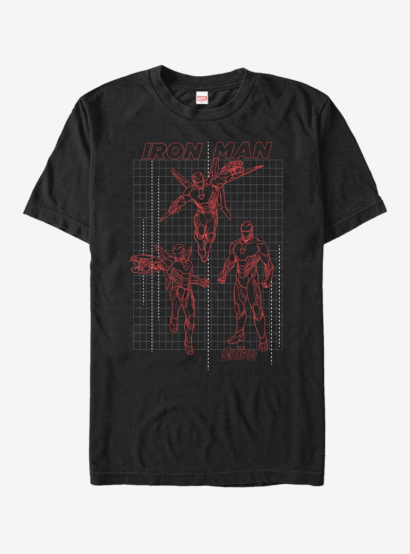 Marvel Avengers Infinity War Iron Man Grid T-Shirt | Graphic T-Shirt for Unisex