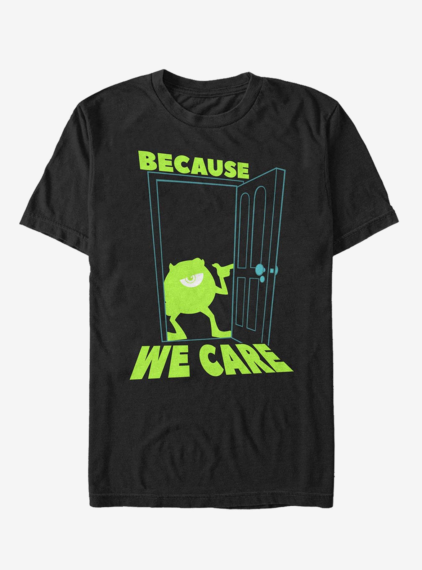 Disney Pixar Monsters Inc Mike Cares Doorway T-Shirt | Premium Unisex T-Shirt, Trending Graphic Tee