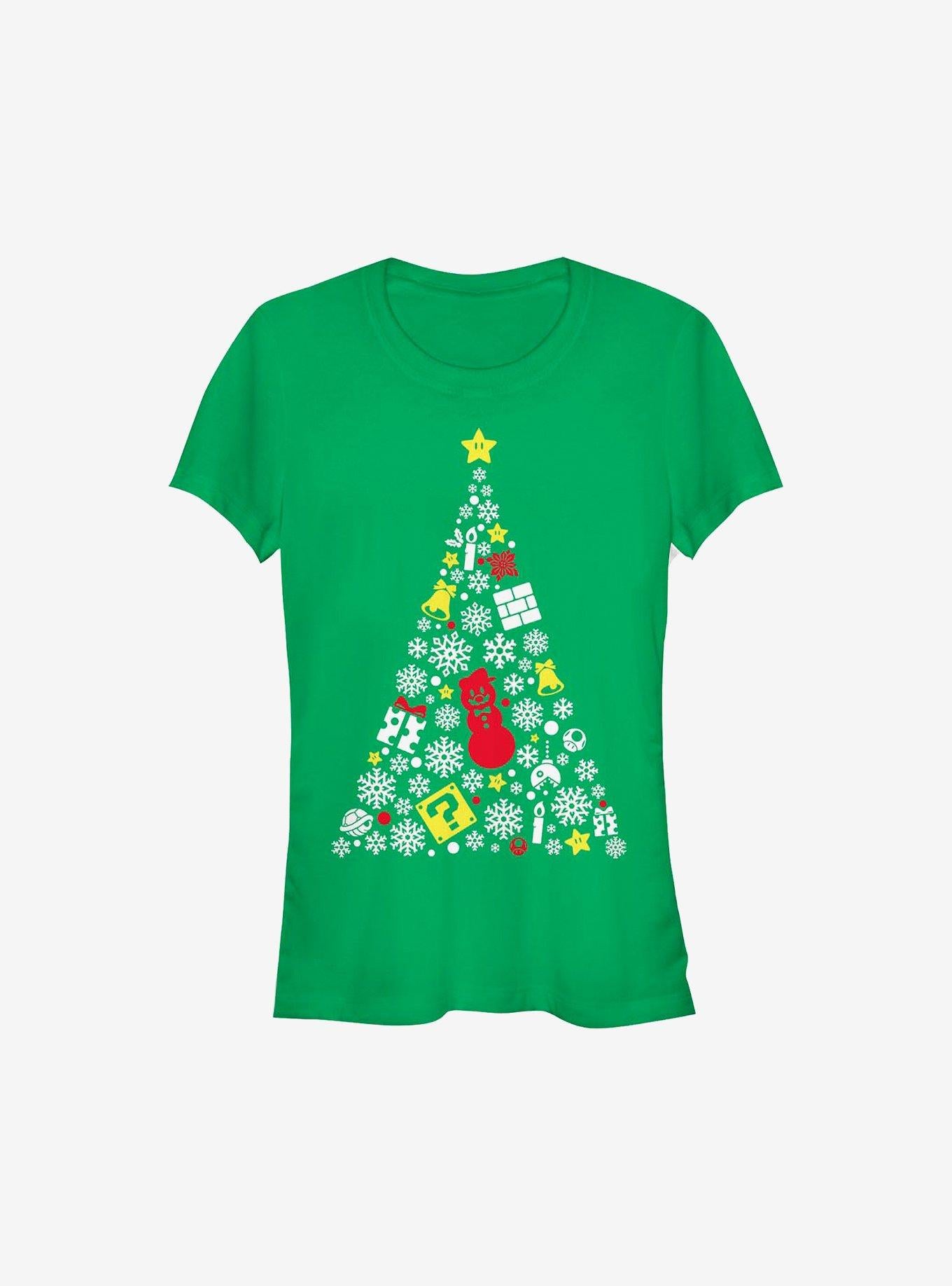 Super Mario Evergreen Christmas Tree Girls T-Shirt | Premium Unisex T-Shirt, Trending Graphic Tee