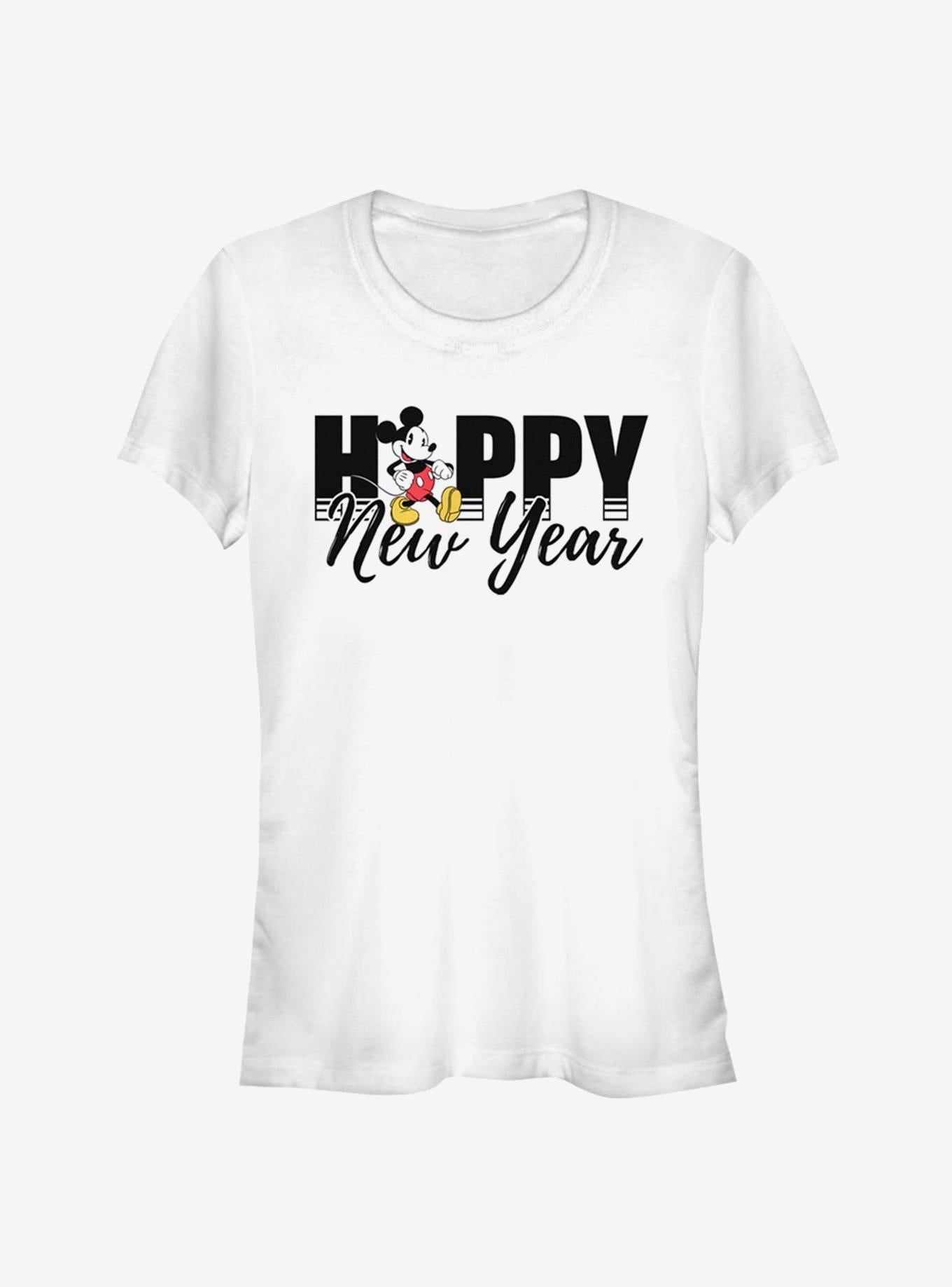 Disney Mickey Mouse Happy New Year Text Classic Girls T-Shirt | Premium Unisex T-Shirt, Trending Graphic Tee