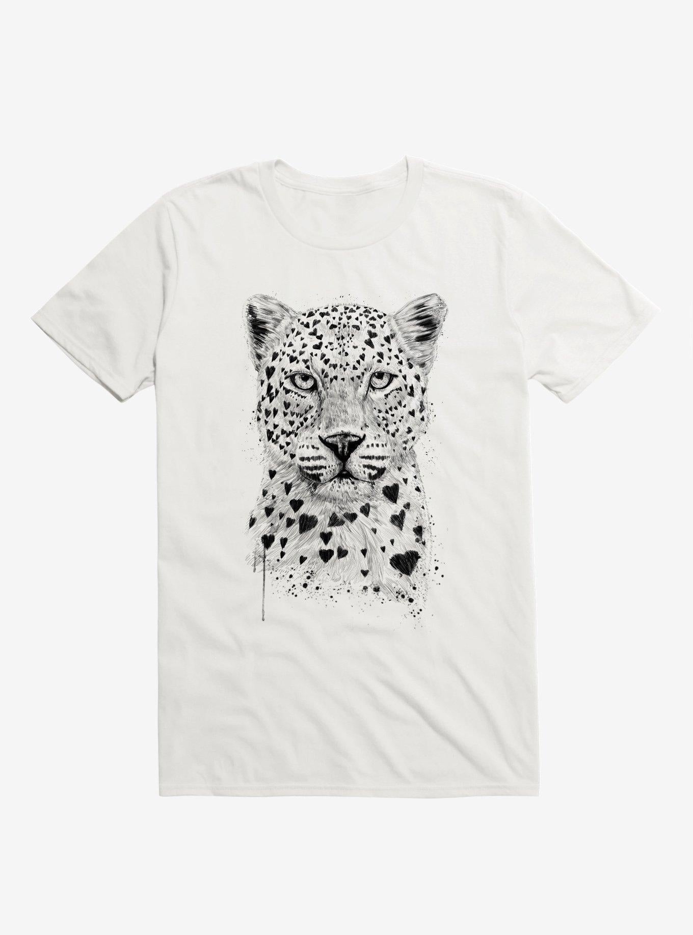 Lovely Leopard Hearts White Shirt T Shirt Premium Quality