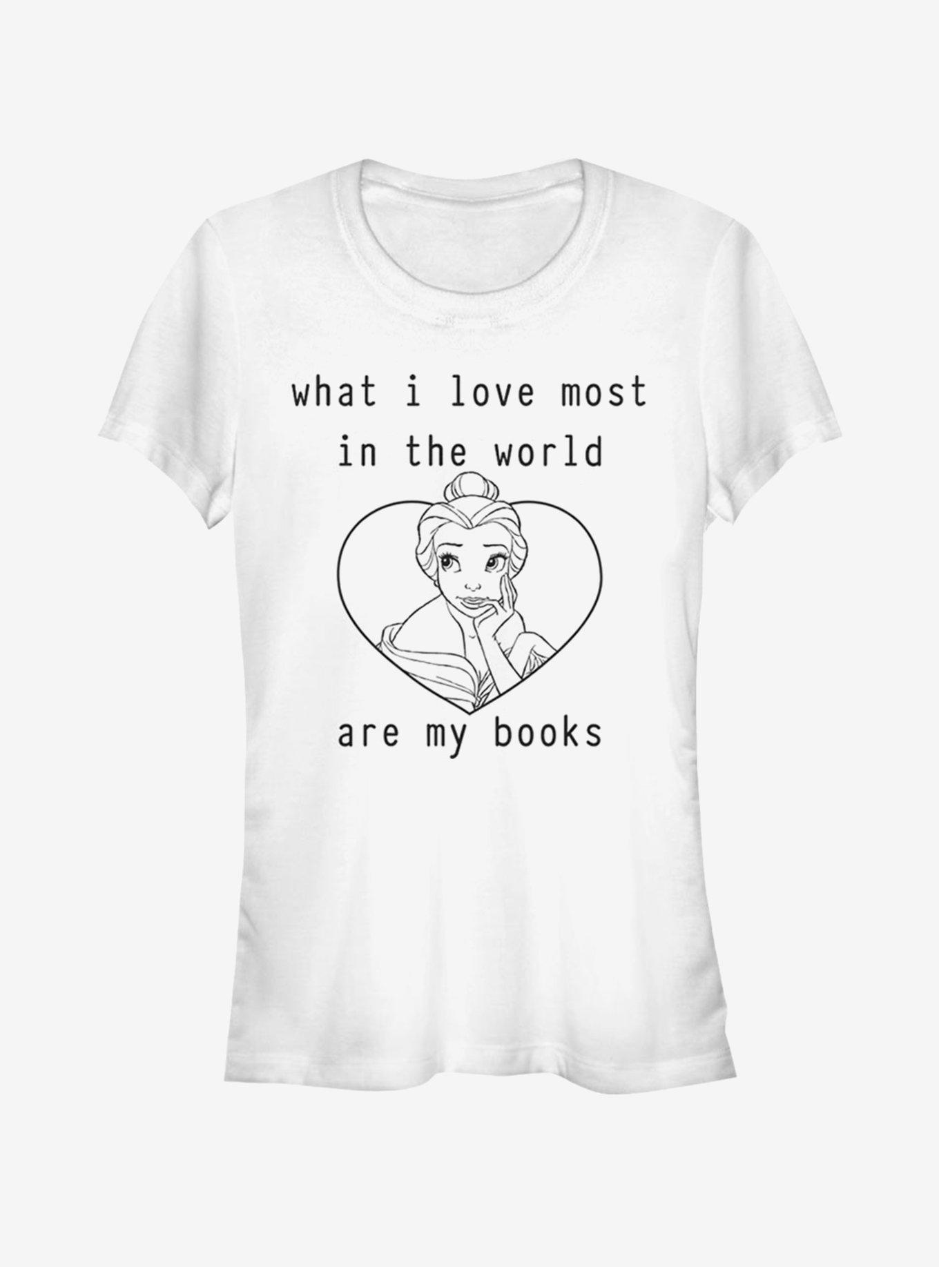 Cartoon Beauty And The Beast I Love Books Girls Shirt T Shirt Premium Quality