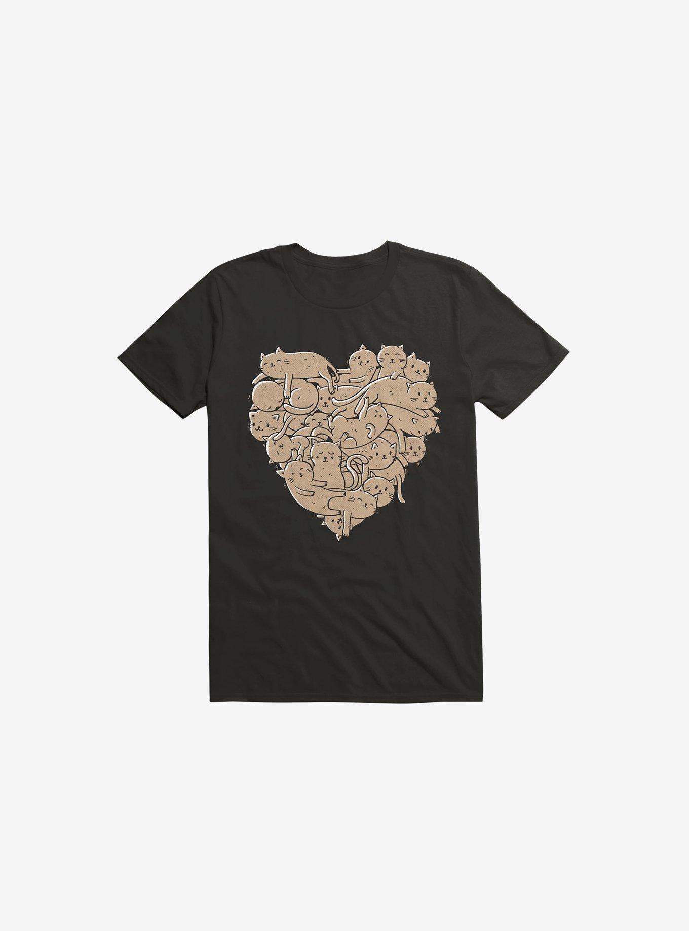 I Love Cats Heart Black Shirt T Shirt Minimal Style