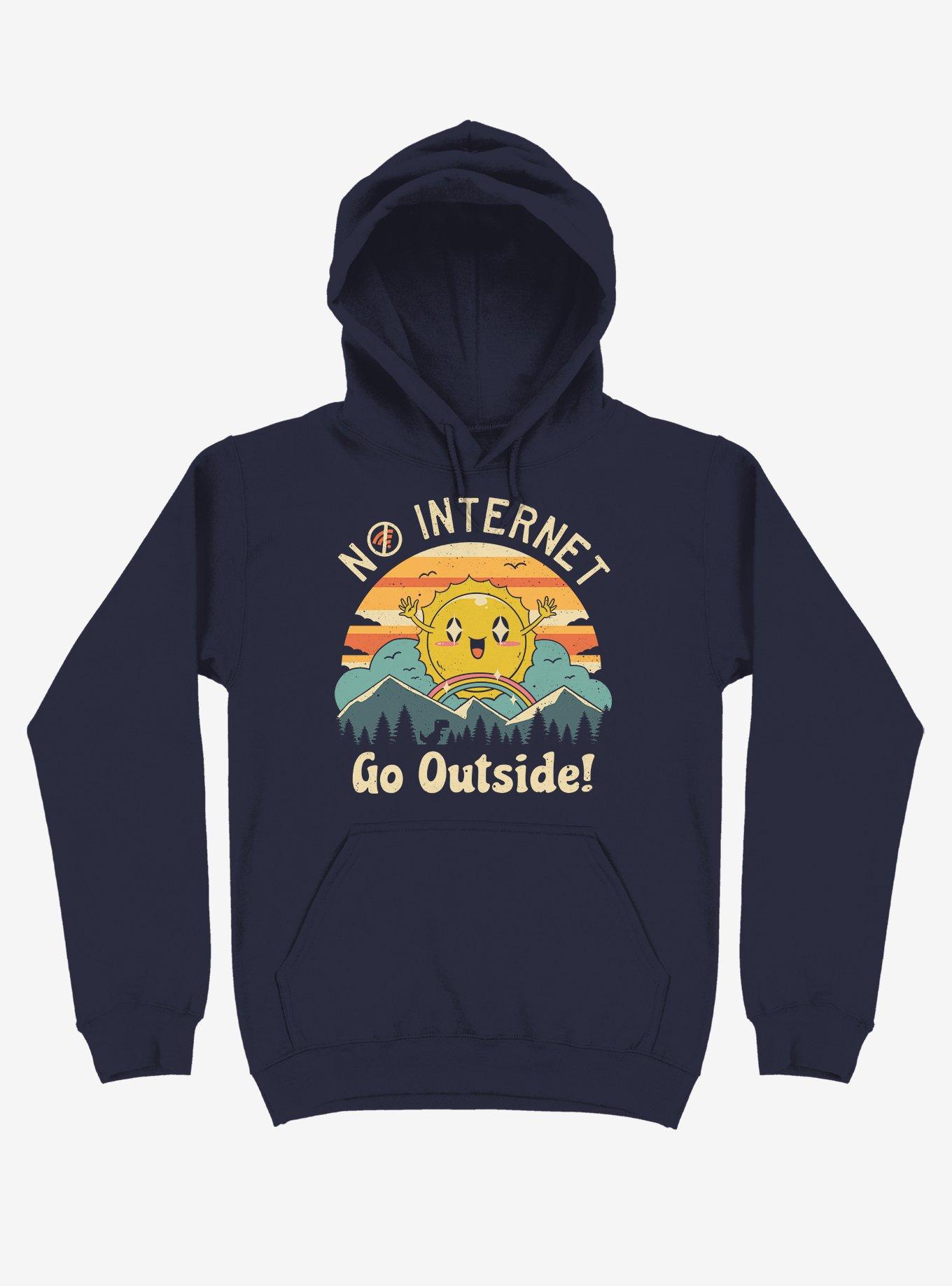 No Internet Vibes! Sunshine Navy Blue Hoodie