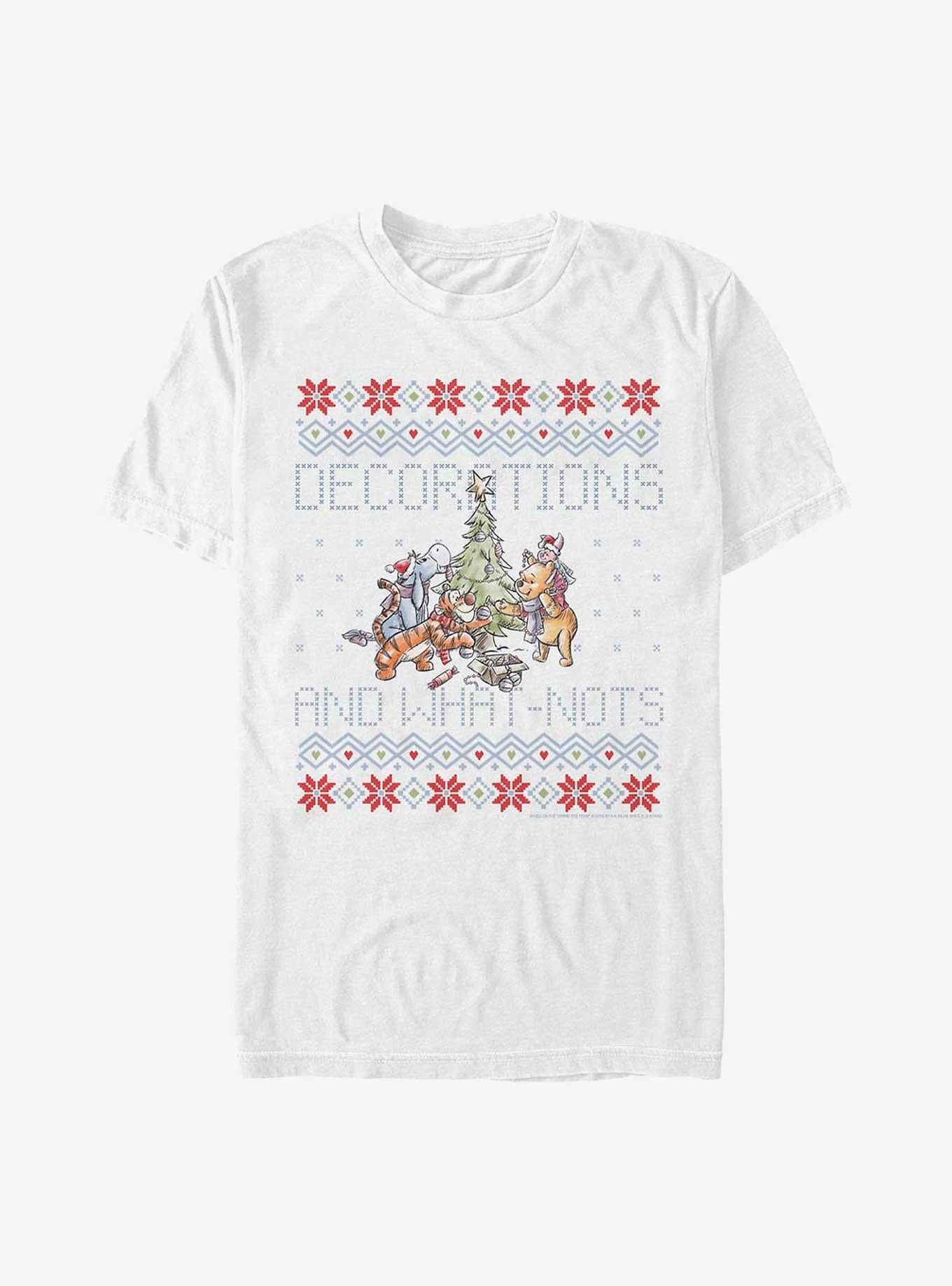 Disney Winnie The Pooh Decorations And What-Nots Ugly Christmas T-Shirt | Premium Unisex T-Shirt, Trending Graphic Tee