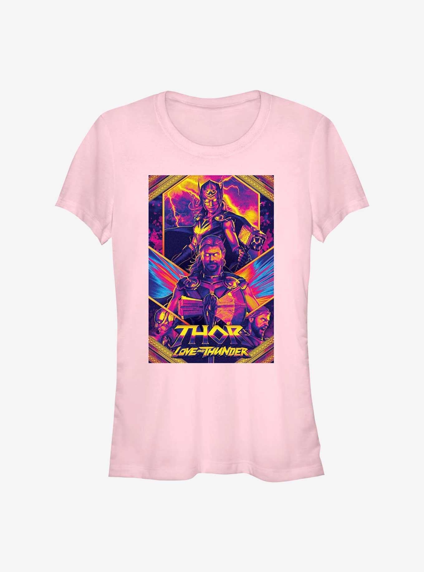Superhero Love And Thunder Neon Poster Girls Shirt T Shirt Gift Ready