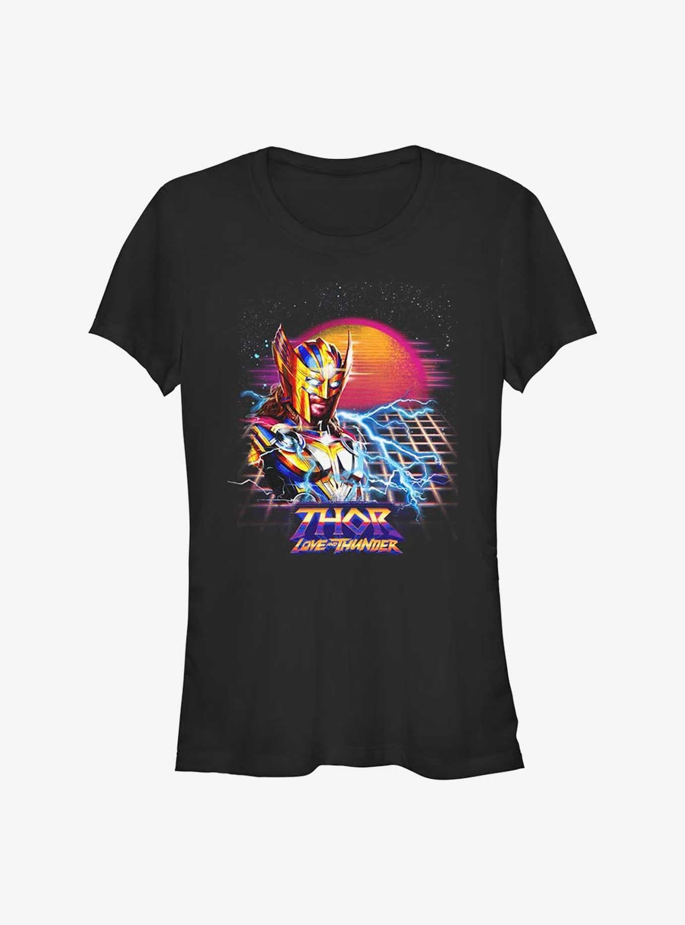Superhero Love And Thunder Synthwave Sunset Girls Shirt T Shirt Everyday Wear