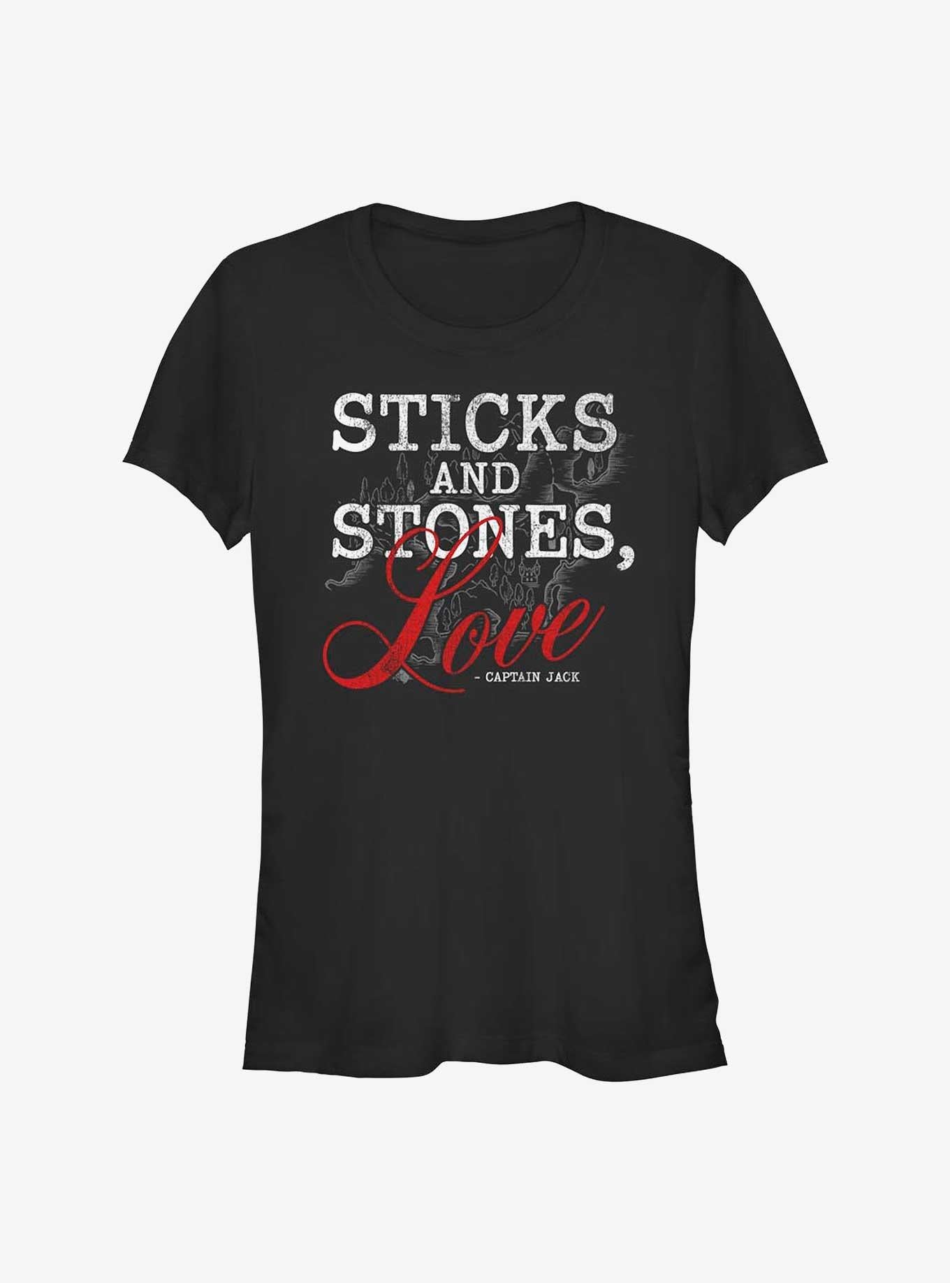 Cartoon Pirates Of The Caribbean Sticks And Stones Love Girls Shirt T Shirt Gift Ready