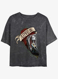 Cartoon The Nightmare Before Christmas Sally Loves Mineral Wash Girls Crop Shirt T Shirt Minimal Style