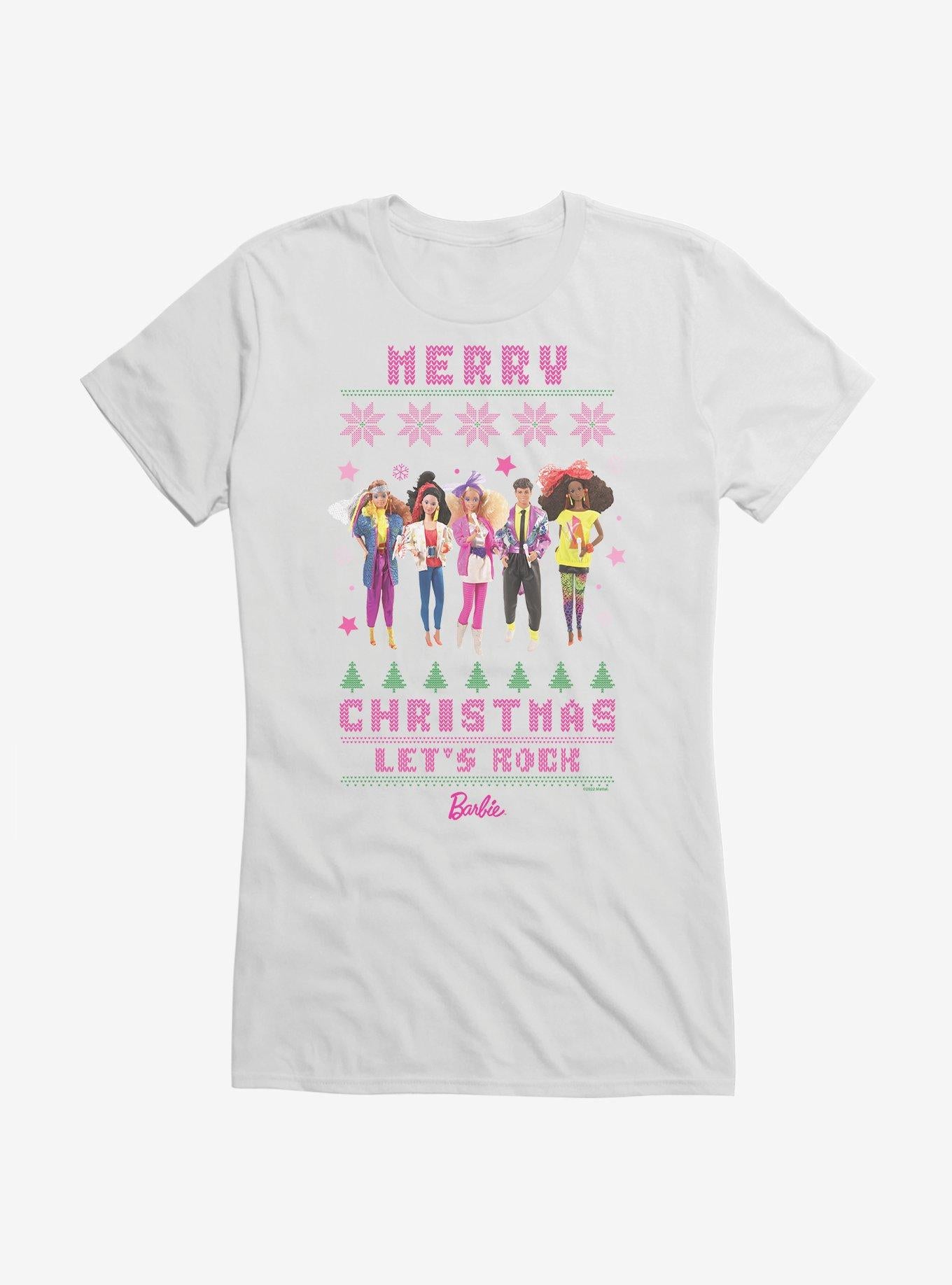Barbie Merry Christmas Let's Rock Ugly Christmas Pattern Girls T-Shirt | Premium Unisex T-Shirt, Trending Graphic Tee