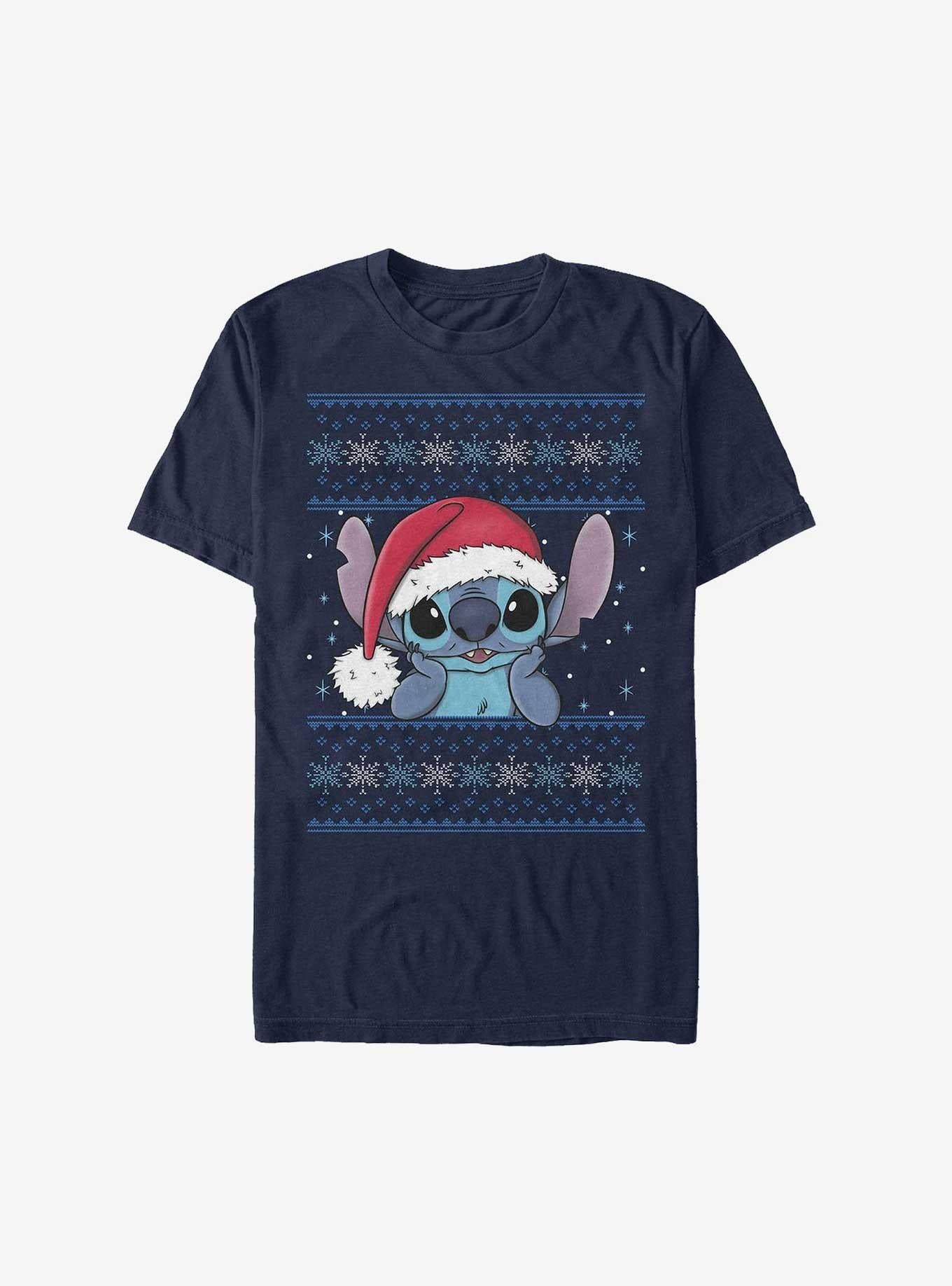 Disney Lilo Stitch Santa Hat Ugly Christmas Extra Soft T-Shirt | Premium Unisex T-Shirt, Trending Graphic Tee