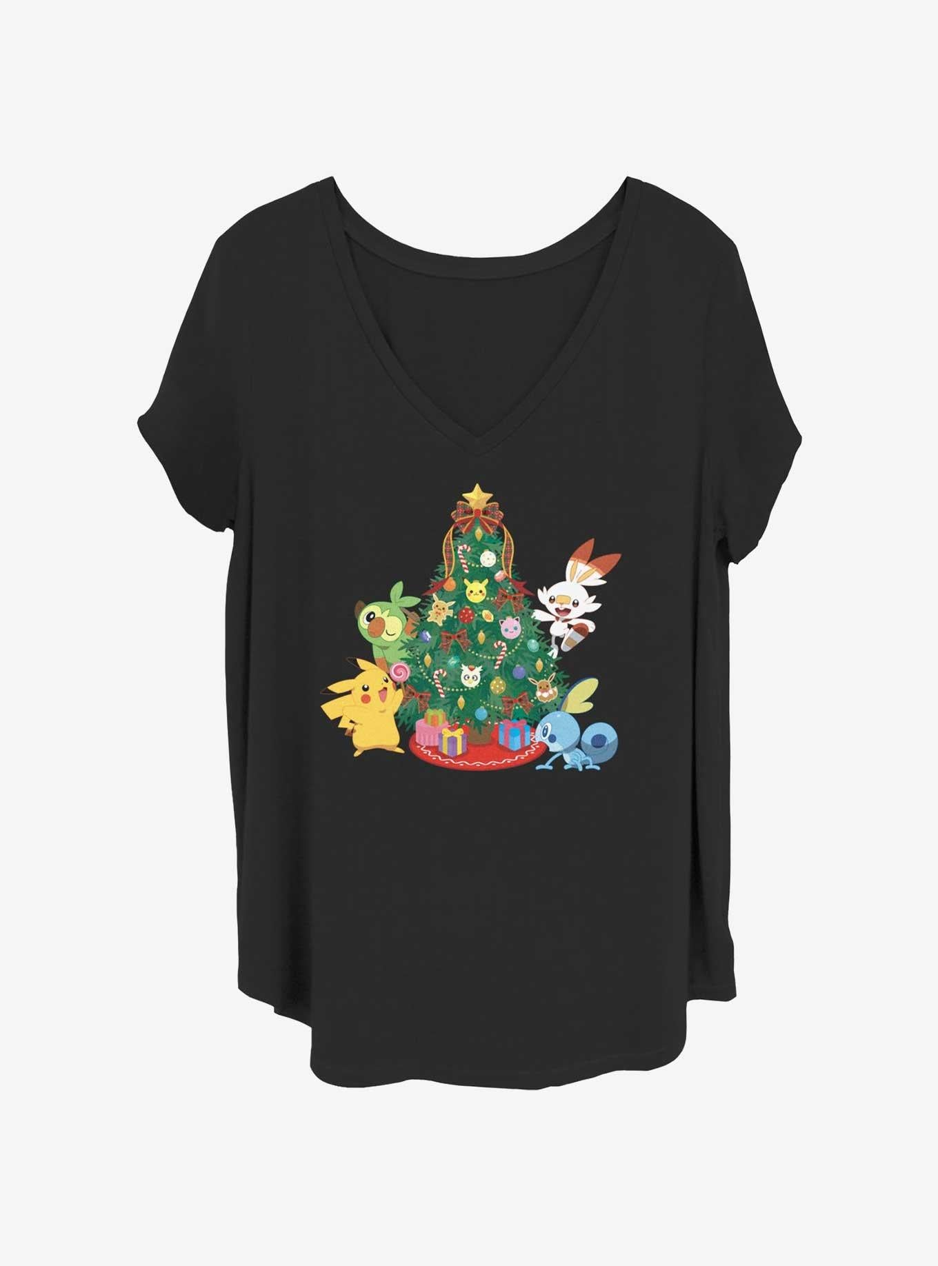 Pokemon Pikachu Grookey Scorbunny Sobble Christmas Tree Girls T-Shirt Plus Size | Premium Unisex T-Shirt, Trending Graphic Tee