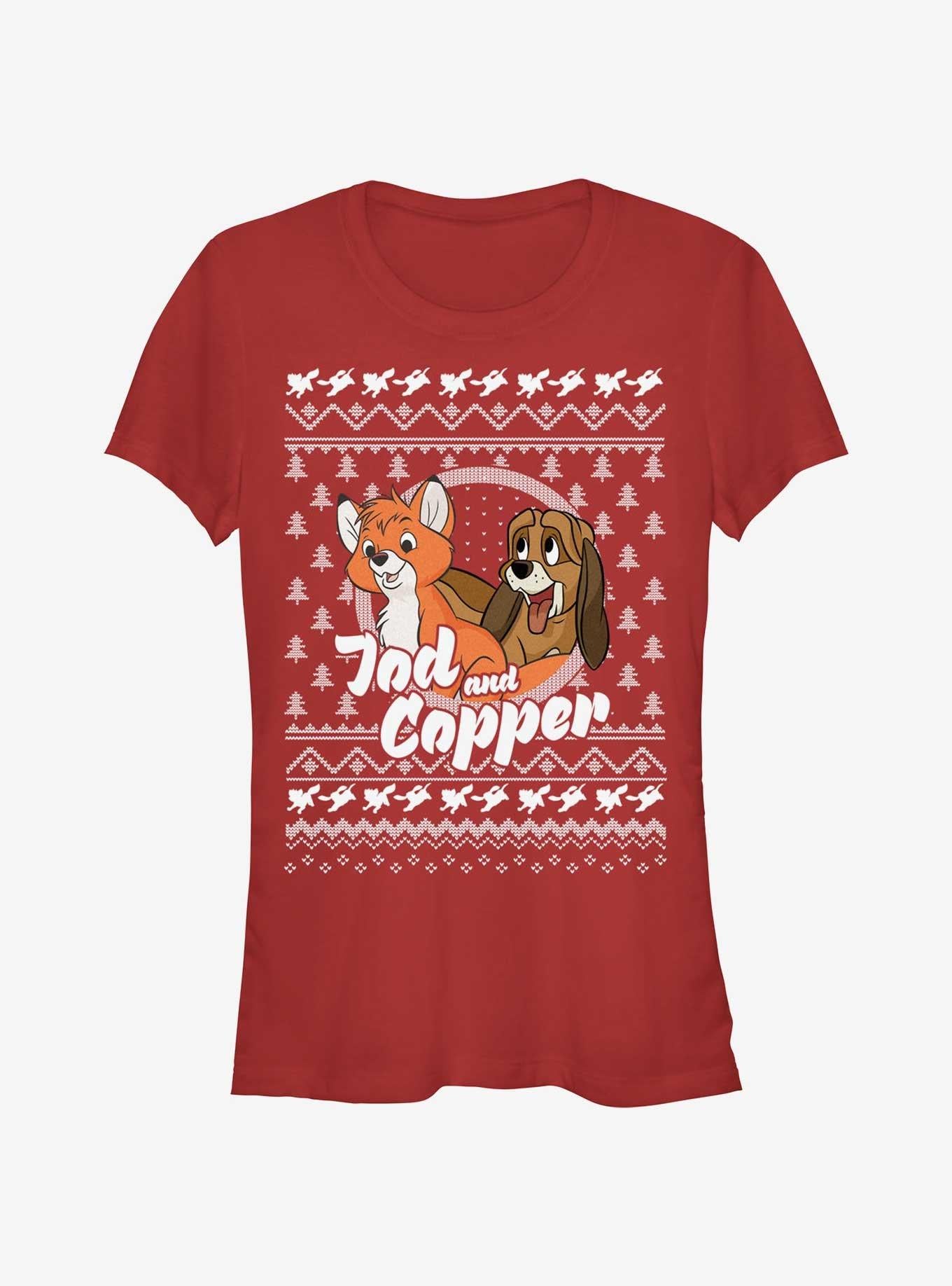 Disney The Fox and the Hound Tod and Copper Ugly Christmas Girls T-Shirt | Premium Unisex T-Shirt, Trending Graphic Tee