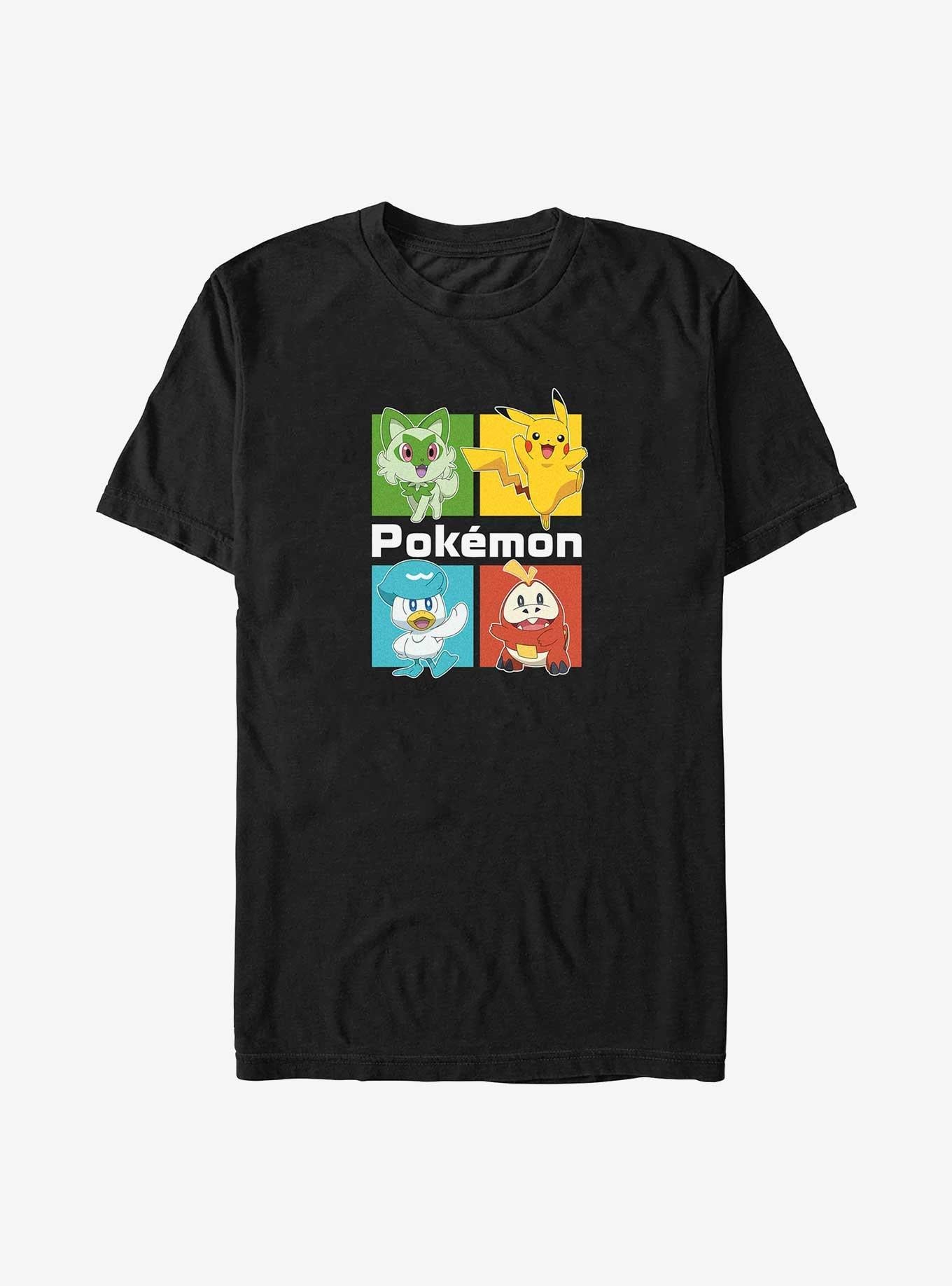 Pokemon Newest Starters Sprigatito Pikachu Quaxly and Fuecoco Big Tall T-Shirt | Premium Unisex T-Shirt, Trending Graphic Tee