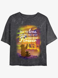 Cartoon Brother Bear Love Forever Mineral Wash Girls Crop Shirt T Shirt Cozy Fit