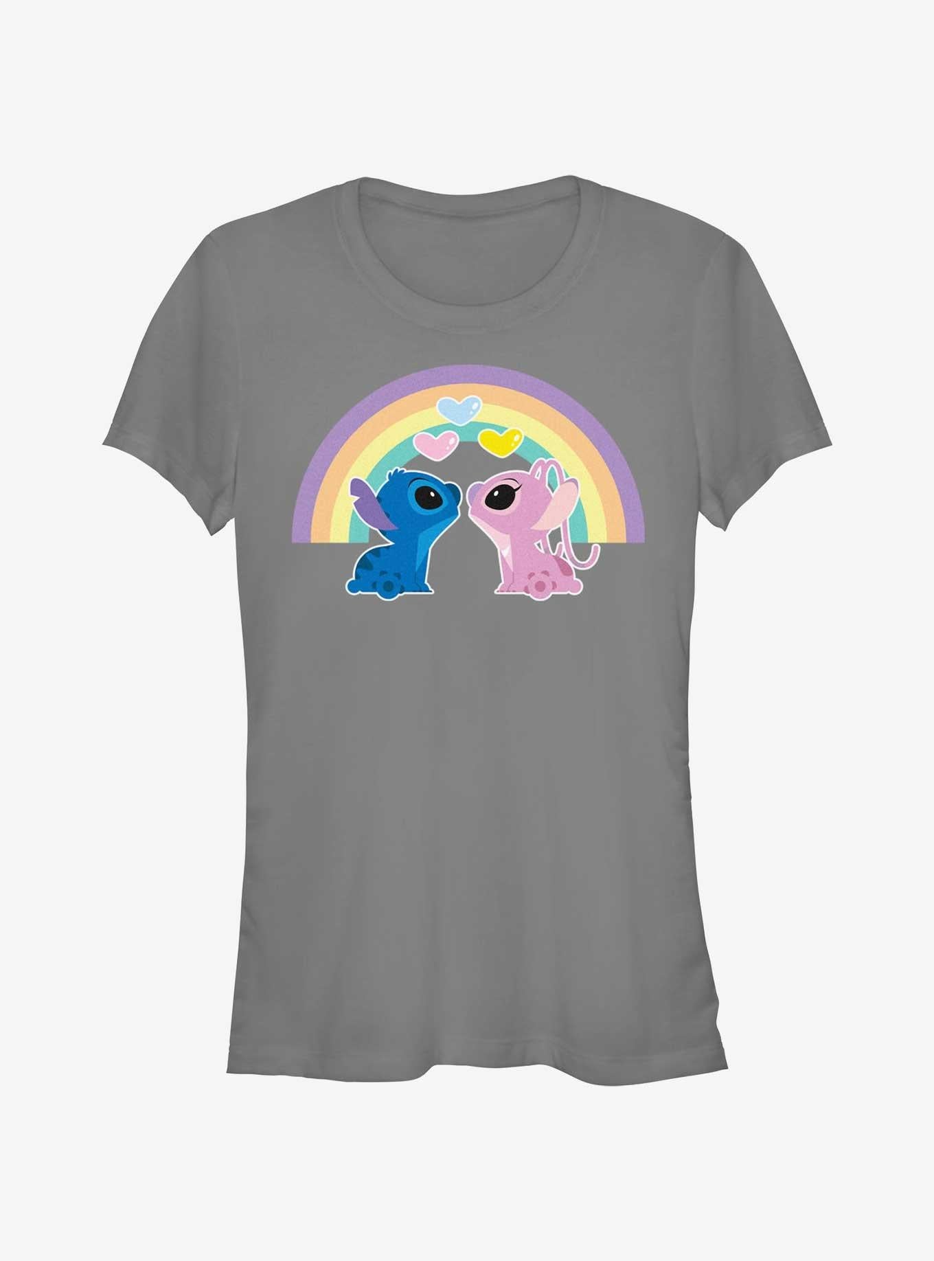 Cartoon Lilo Stitch Angel Stitch Love The Rainbow Girls Shirt T Shirt Gift Ready