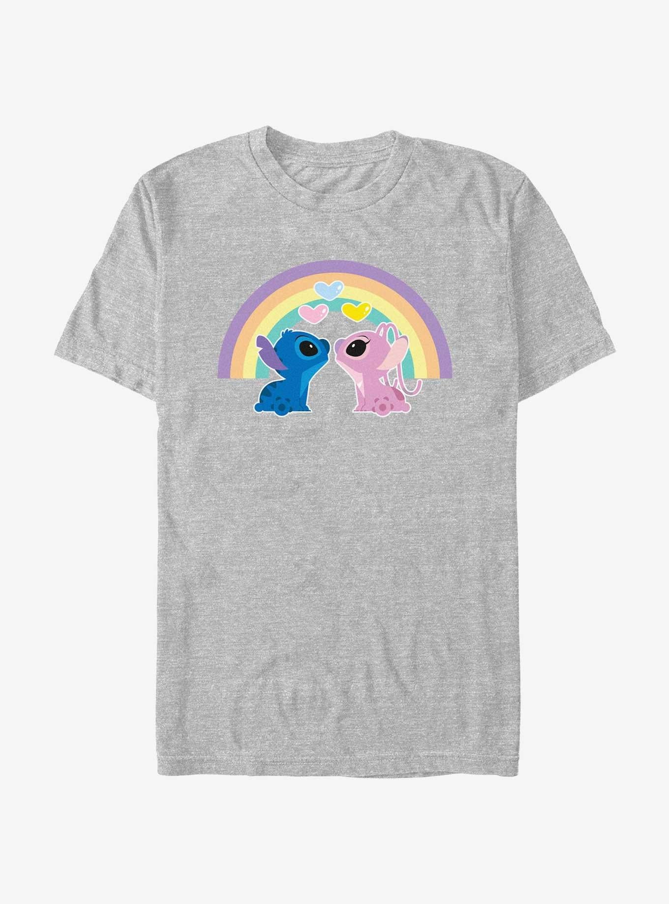 Cartoon Lilo Stitch Angel Stitch Love The Rainbow Shirt T Shirt Premium Quality