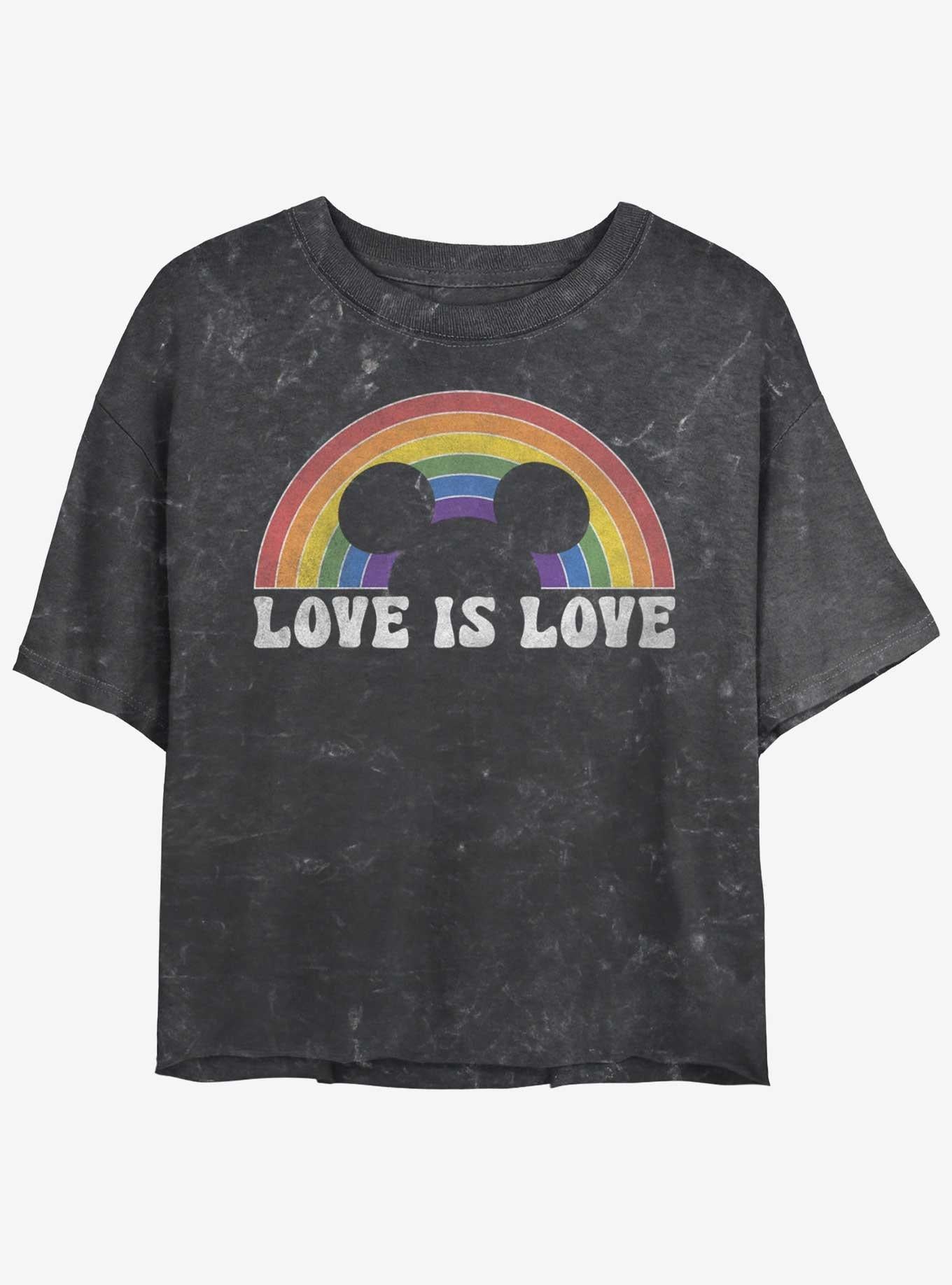 Cartoon Mickey Mouse Love Is Love Mineral Wash Girls Crop Shirt T Shirt Premium Quality