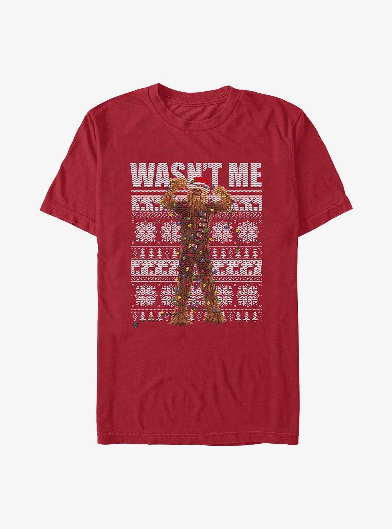 Star Wars Chewie Tangled Lights Ugly Christmas T-shirt | Trendy Graphic Tee | Casual Unisex T-shirt