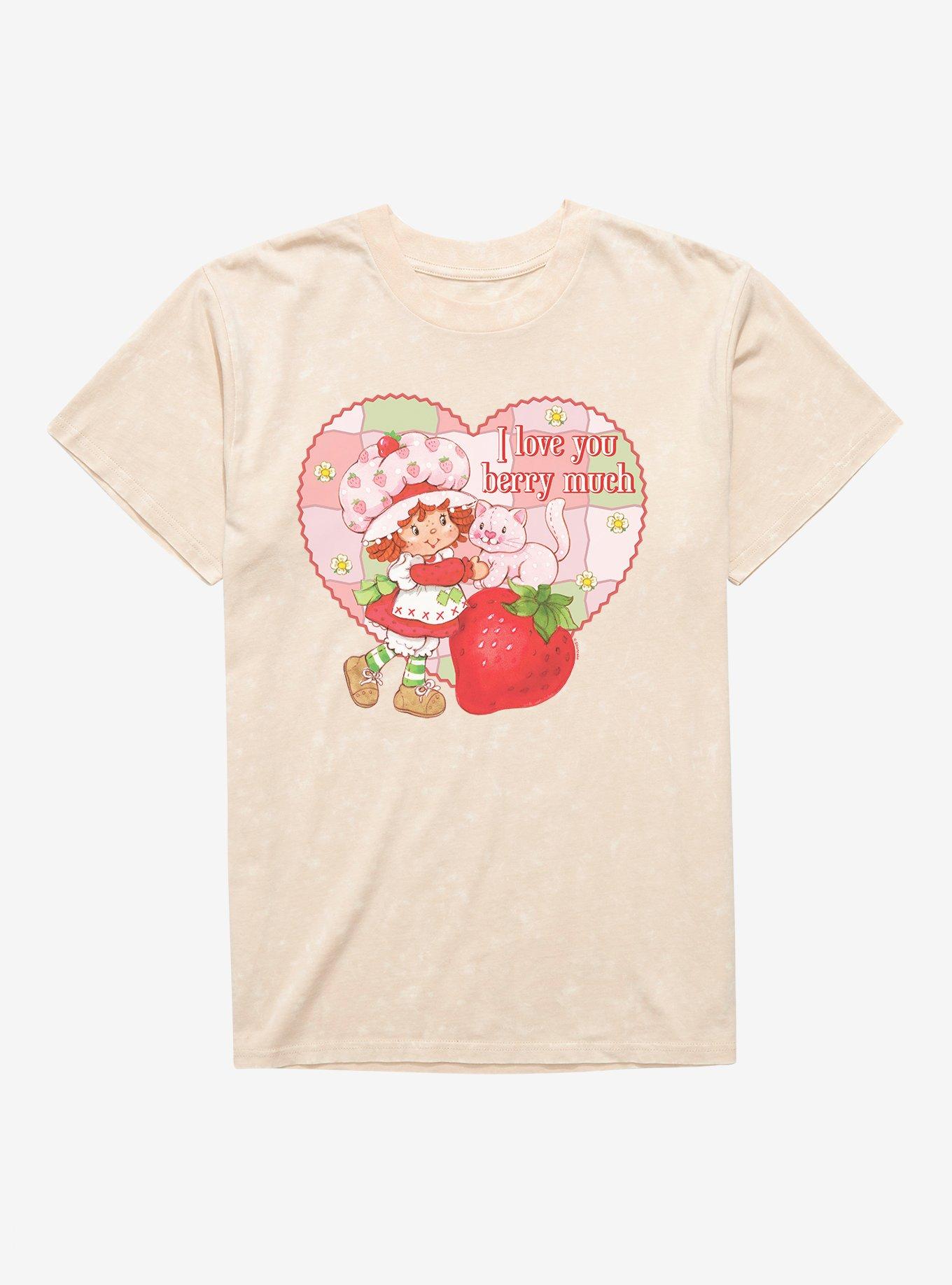 Strawberry Shortcake Custard I Love You Berry Much Mineral Wash Shirt T Shirt Cozy Fit