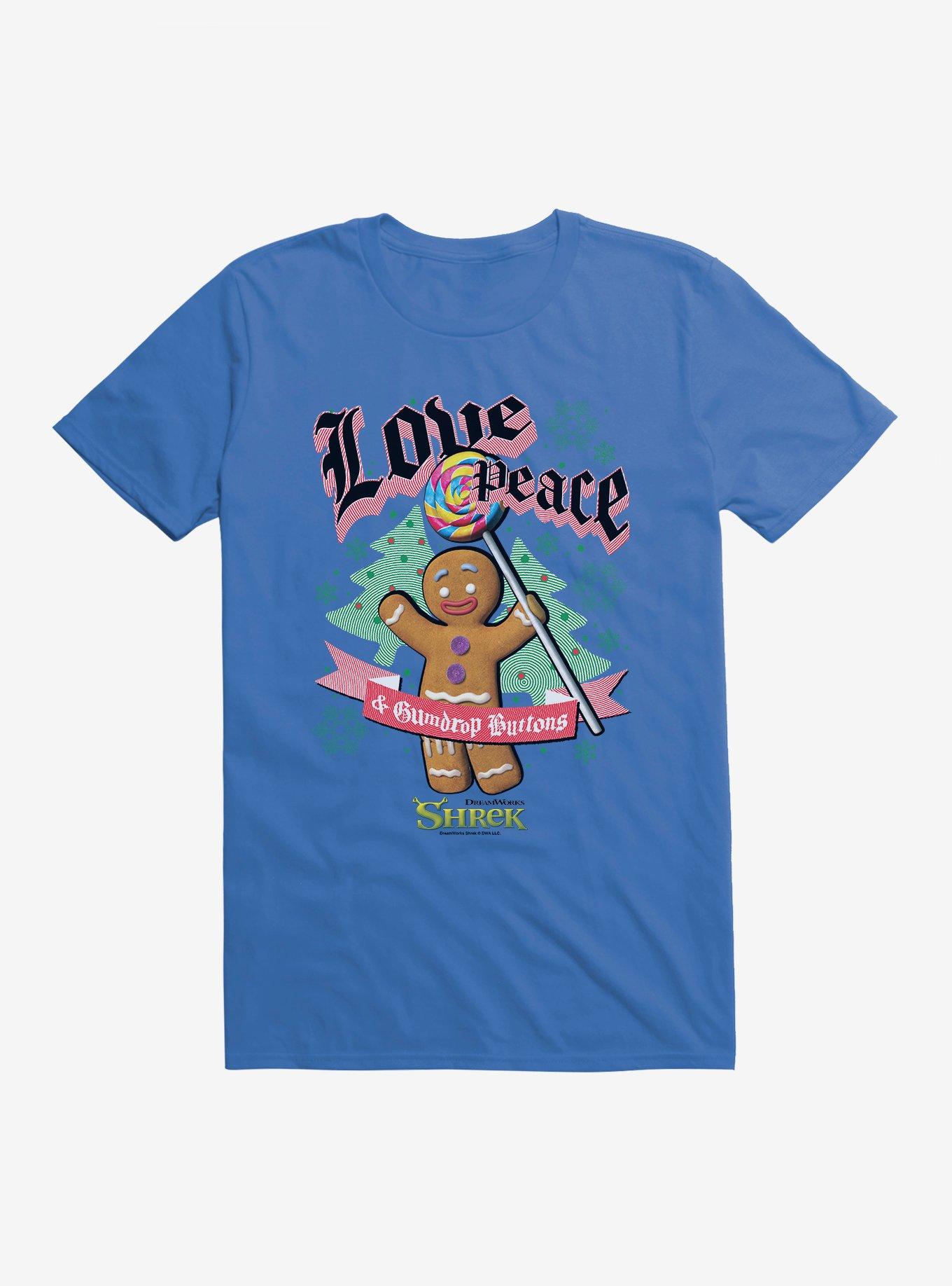 Shrek Love Peace Gumdrop Buttons Shirt T Shirt Everyday Wear