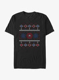 Marvel Captain America Snowflakes Ugly Christmas T-Shirt | Premium Unisex T-Shirt, Trending Graphic Tee