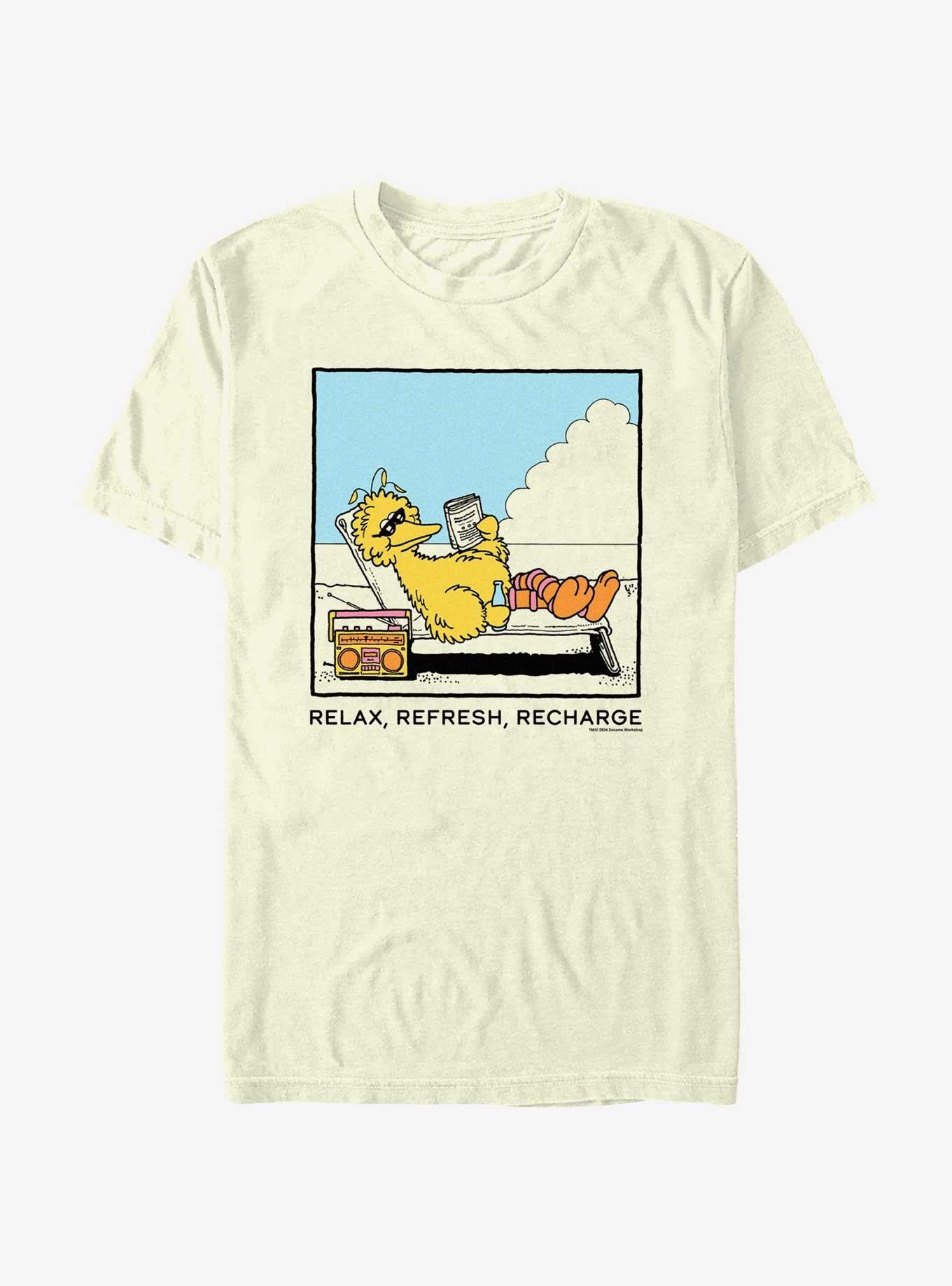 Sesame Street Big Bird Relax Refresh Recharge T-Shirt | Premium Unisex T-Shirt, Trending Graphic Tee