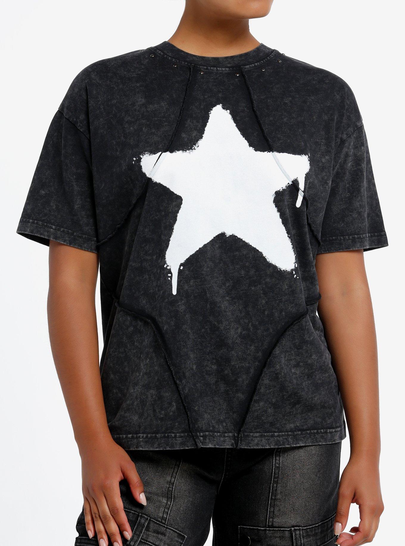 Social Collision Graffiti Star Stitch Dark Wash Girls Oversized T-Shirt | Premium Unisex T-Shirt, Trending Graphic Tee