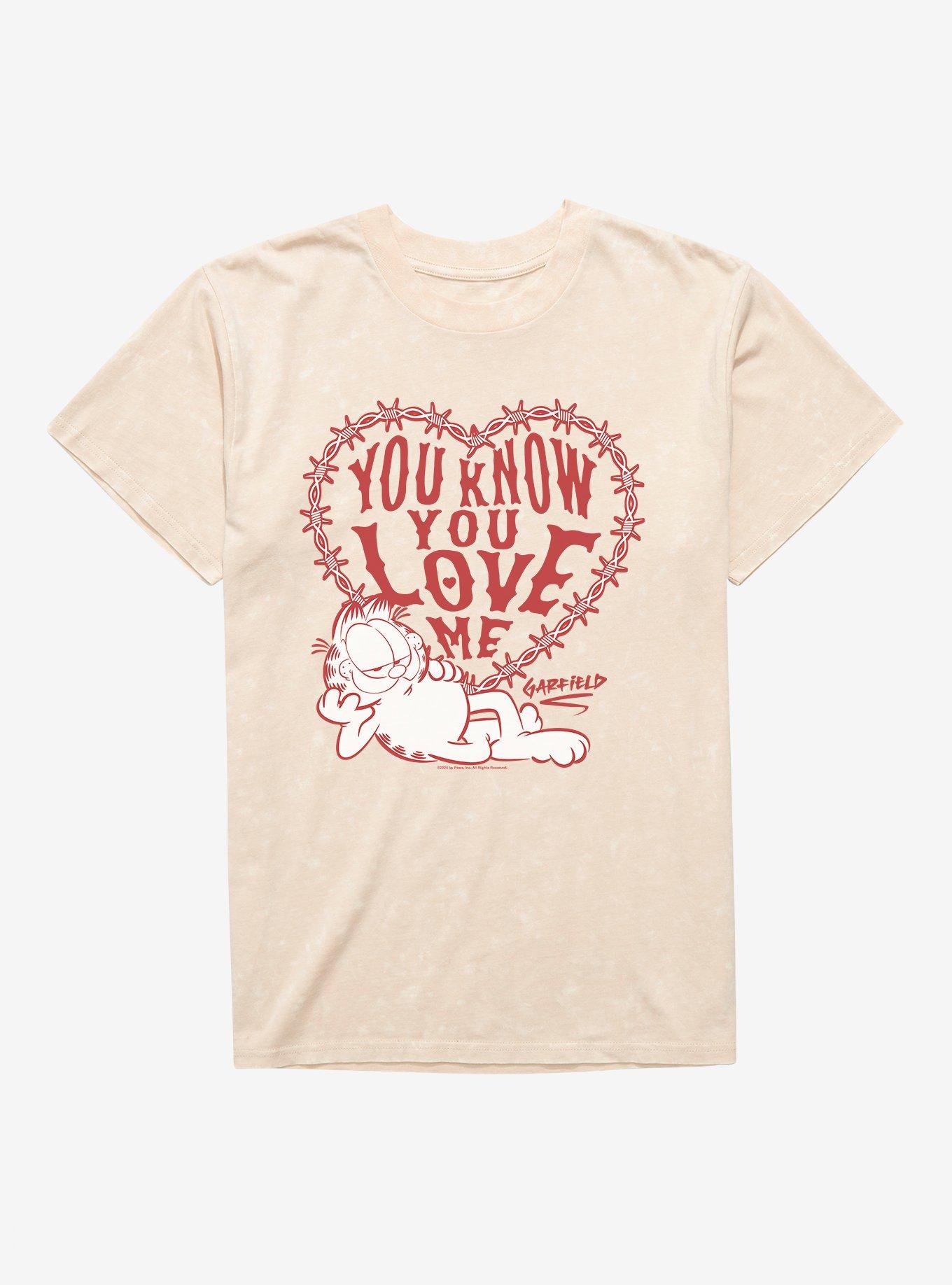 Garfield You Love Me Mineral Wash Shirt T Shirt Gift Ready