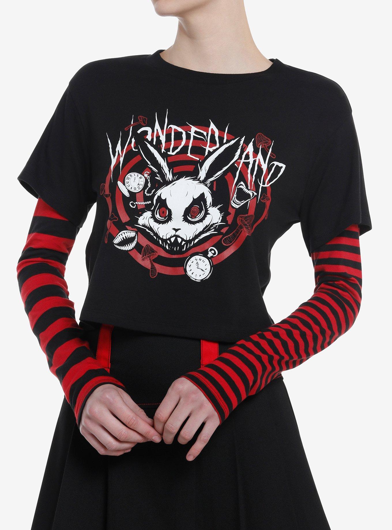 Social Collision Twisted Rabbit Stripe Girls Twofer Long-Sleeve T-Shirt