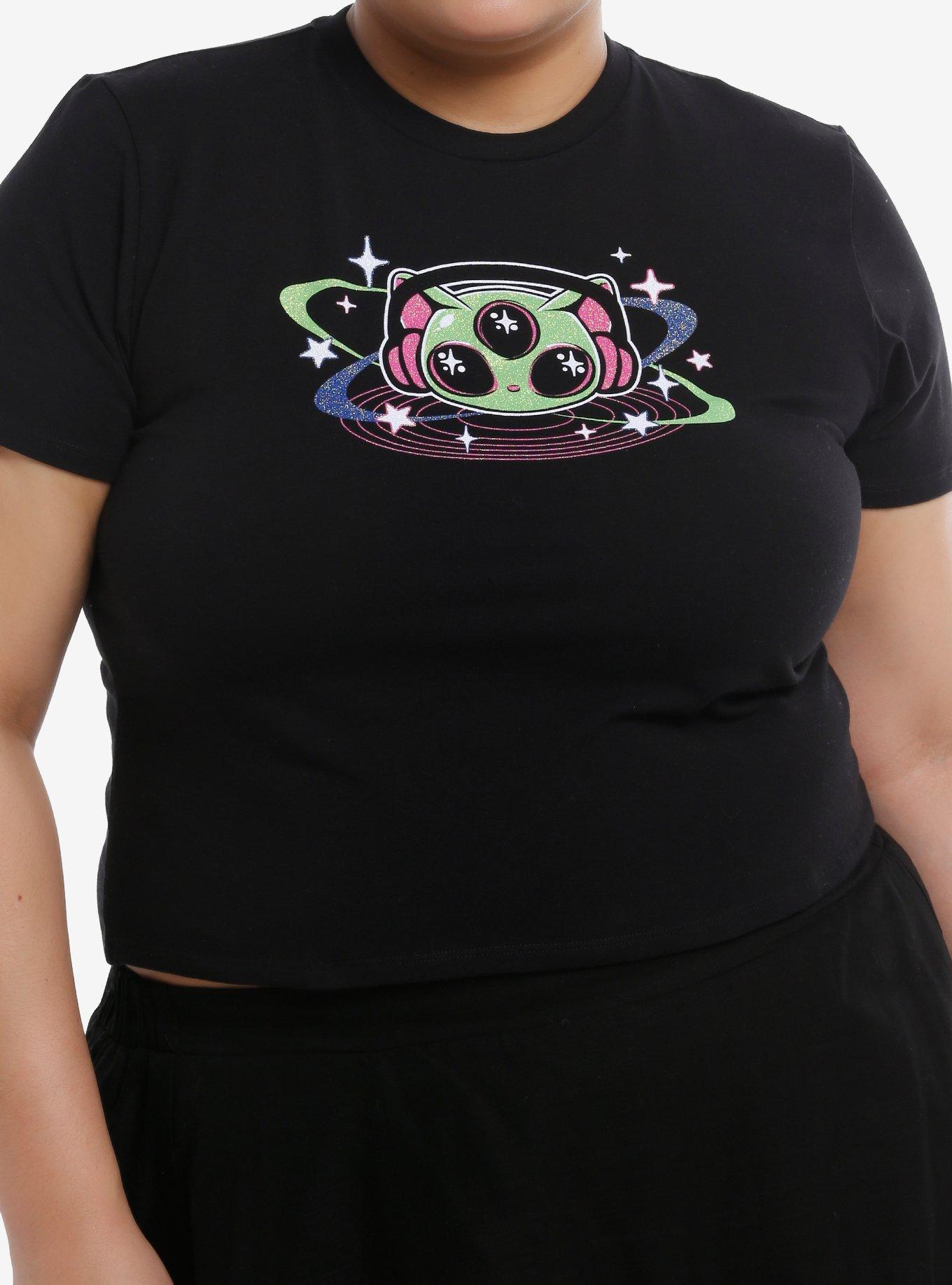 Cat Space Alien Glitter Girls Baby T-Shirt Plus Size