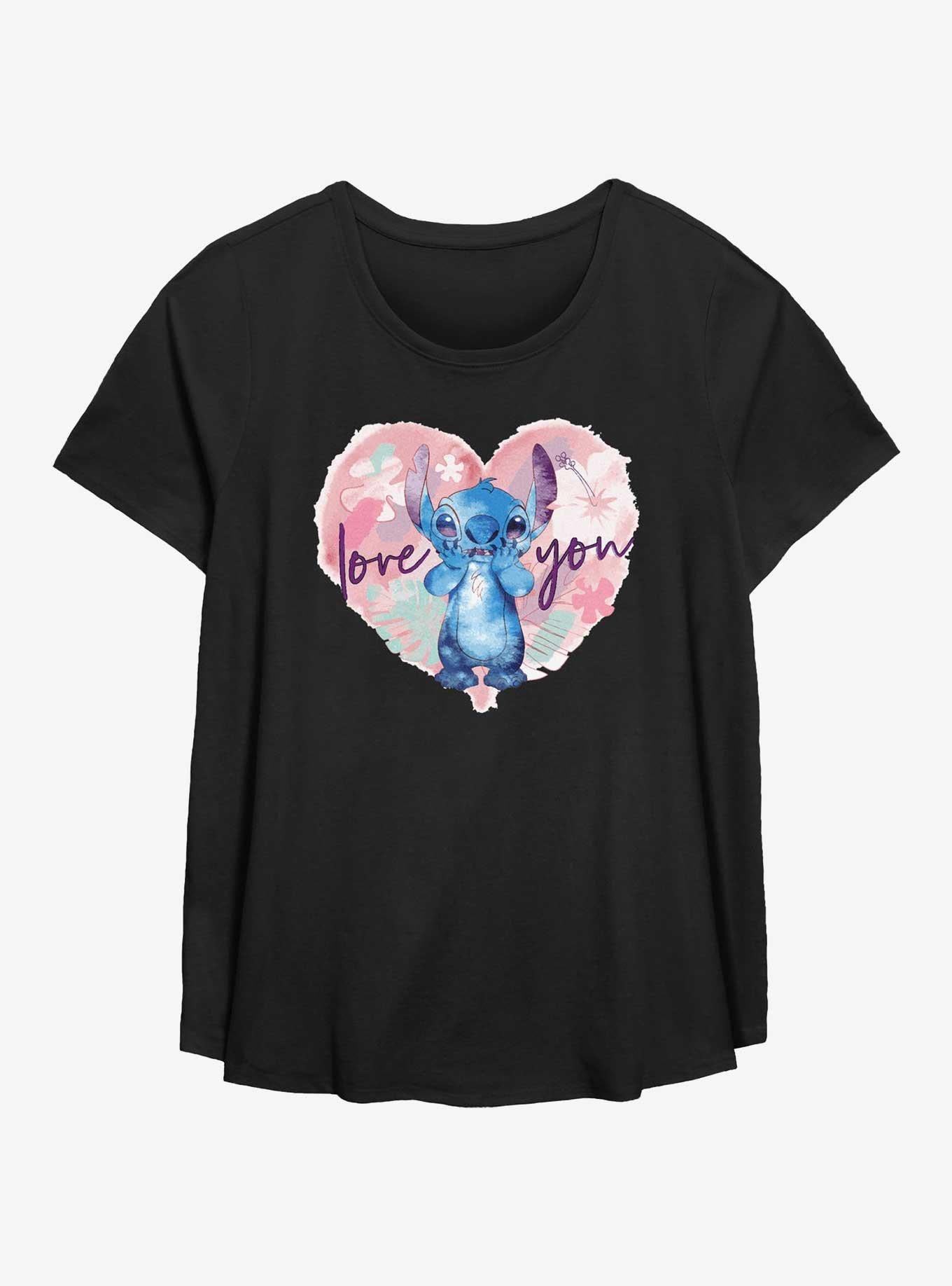 Cartoon Lilo Stitch Love You Stitch Girls Shirt Plus Size T Shirt Cozy Fit