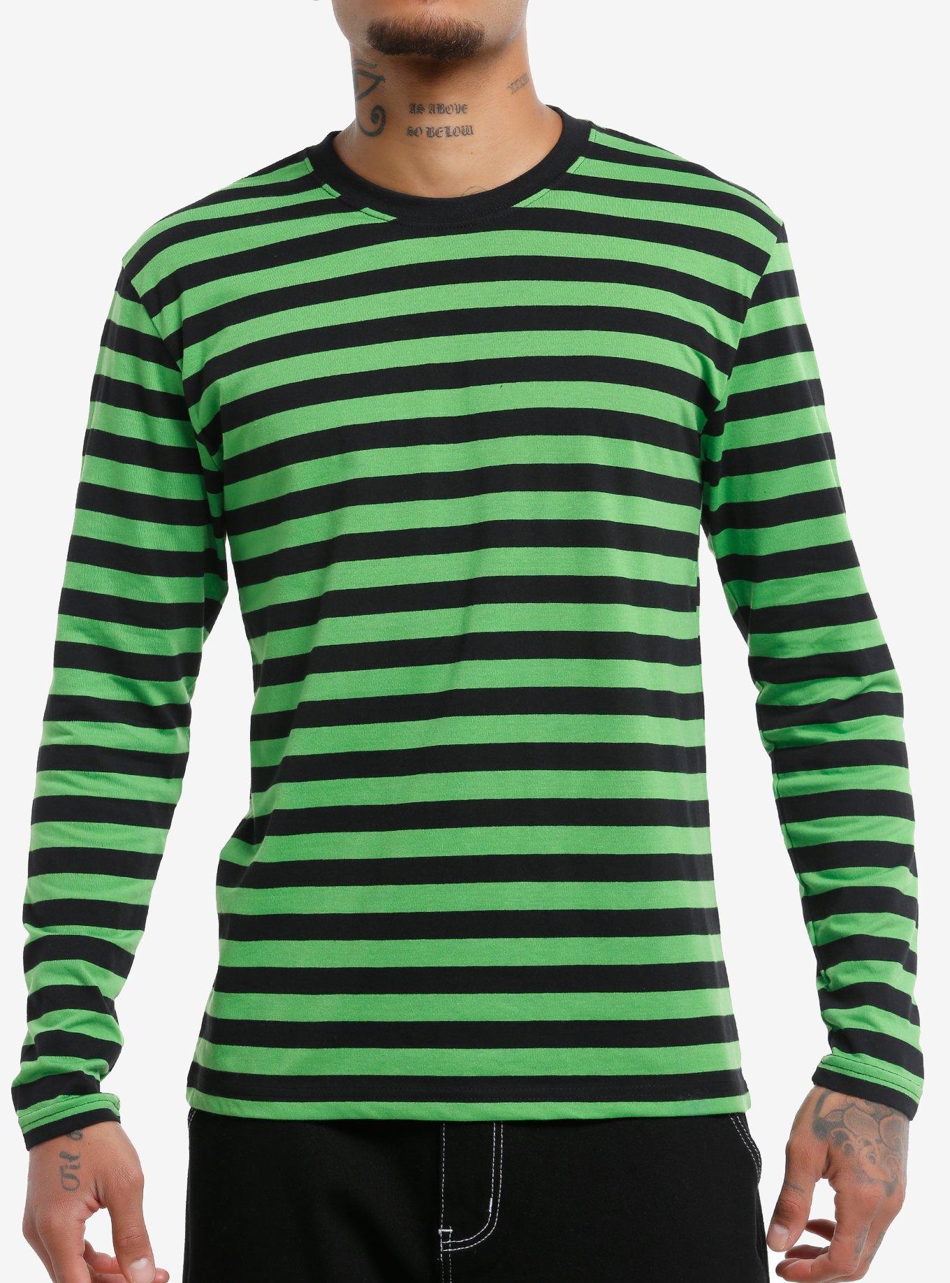 Neon Green Black Stripe Long-Sleeve T-Shirt | Premium Unisex T-Shirt, Trending Graphic Tee
