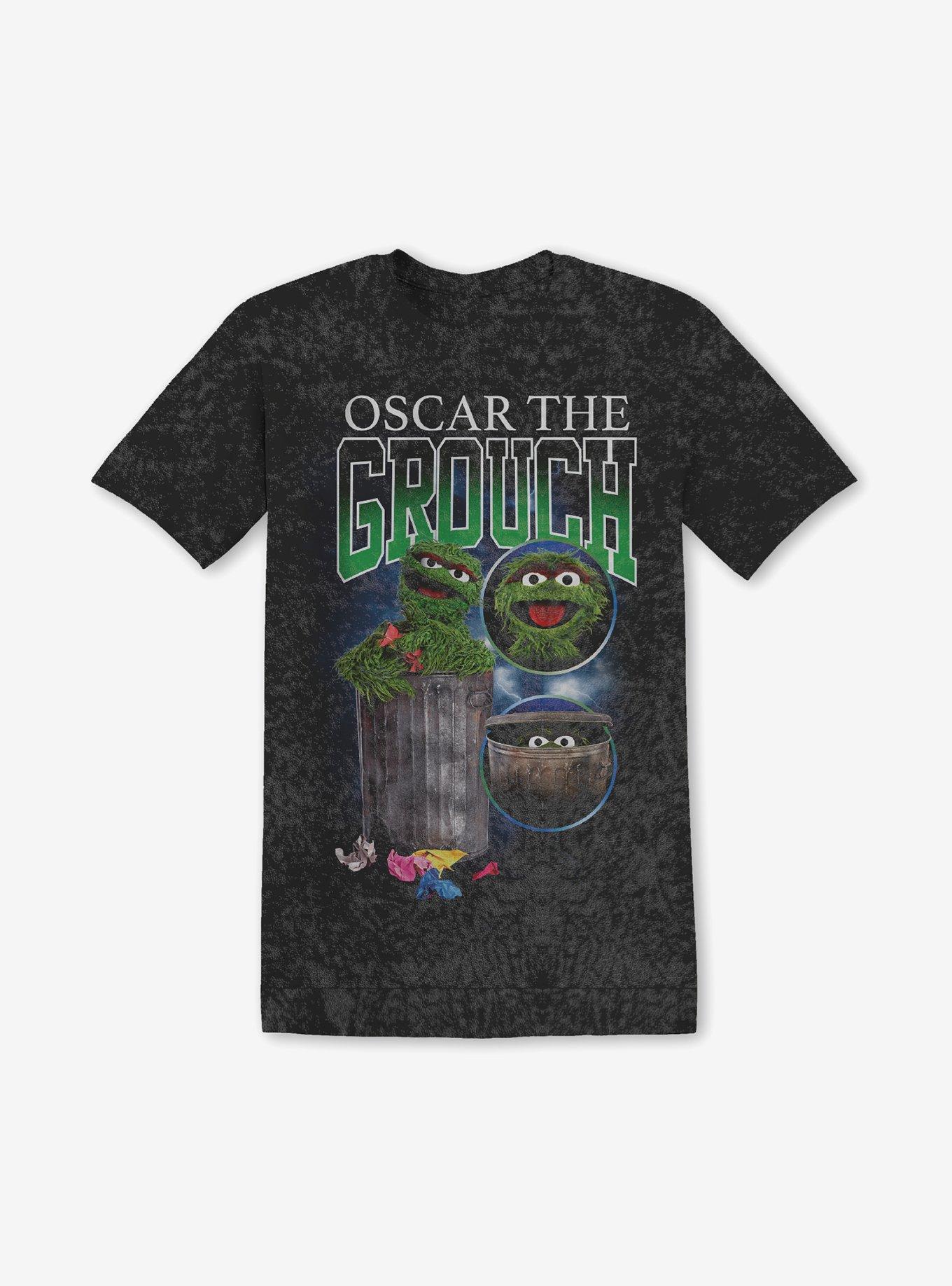 Sesame Street Oscar The Grouch Mineral Wash Boyfriend Fit Girls T-Shirt | Premium Unisex T-Shirt, Trending Graphic Tee
