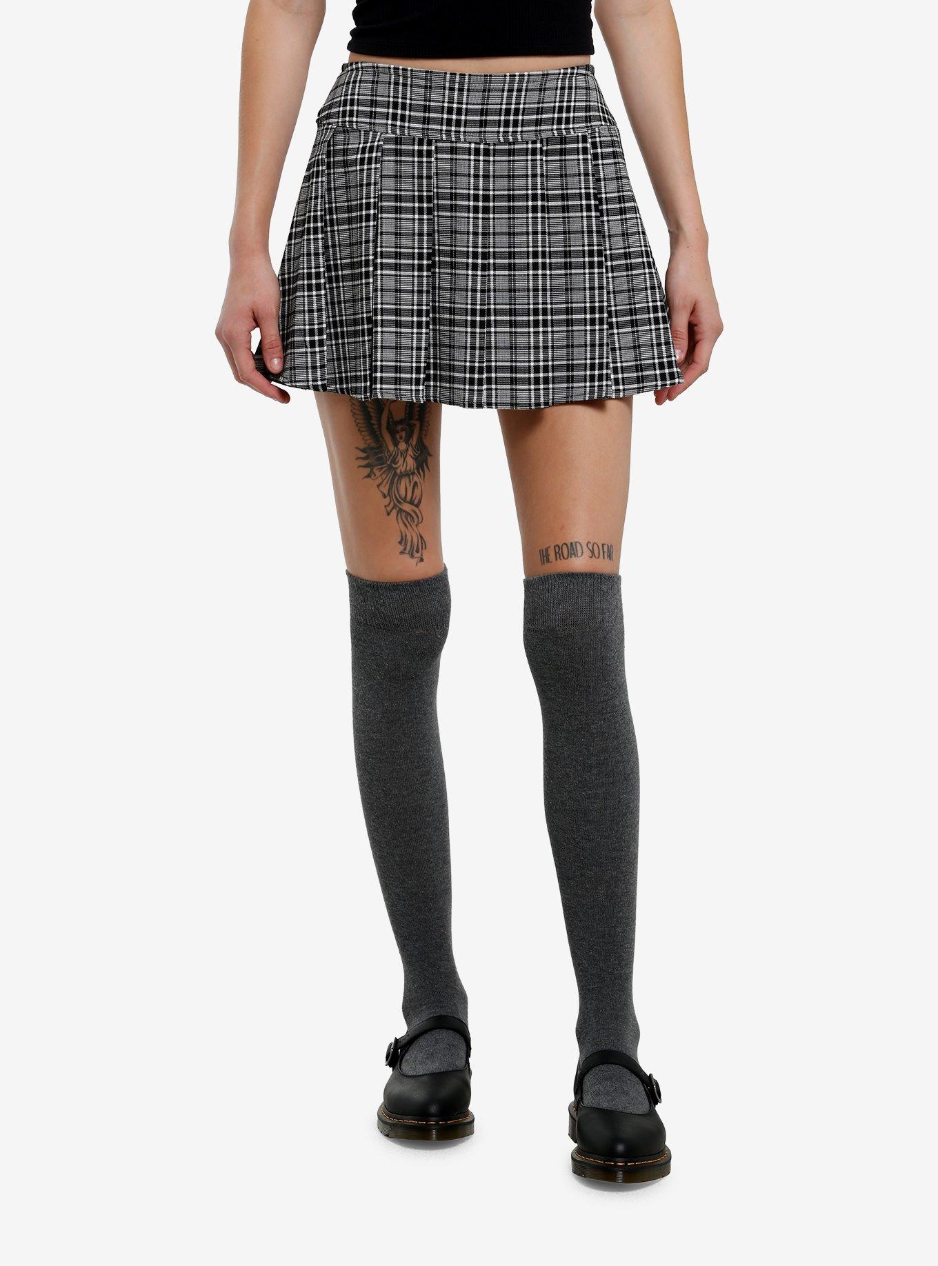 Social Collision Black White Plaid Pleated Mini Skirt Apparel Limited Drop