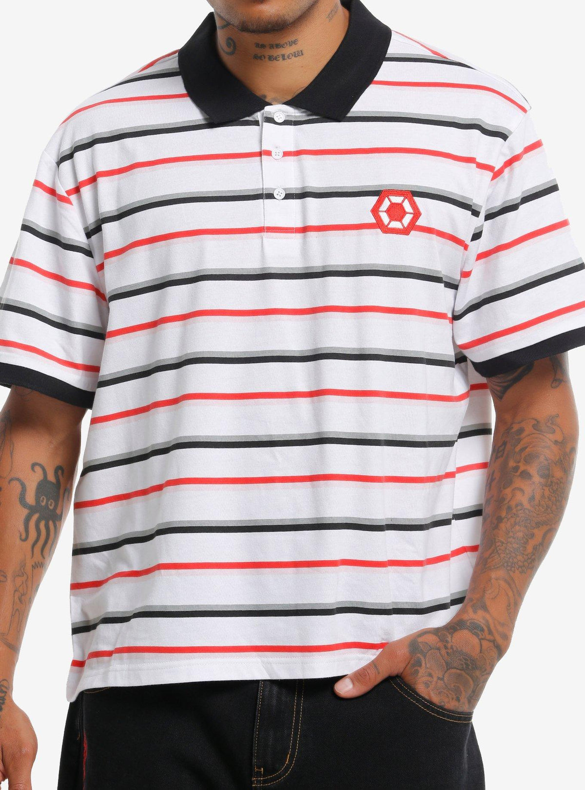 Southpole Stripe Hexagon Logo Polo Shirt