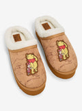 Cartoon Winnie The Pooh Duo Map Sherpa Platform Slippers Apparel Cozy Fit