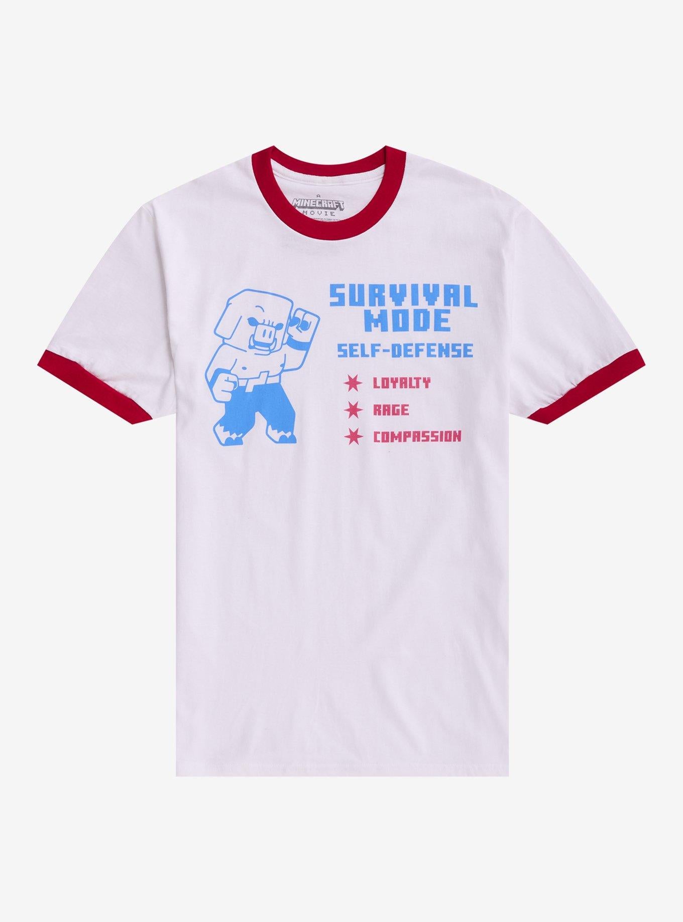 Minecraft Survival Mode Red White Ringer T-Shirt | Graphic T-Shirt for Unisex