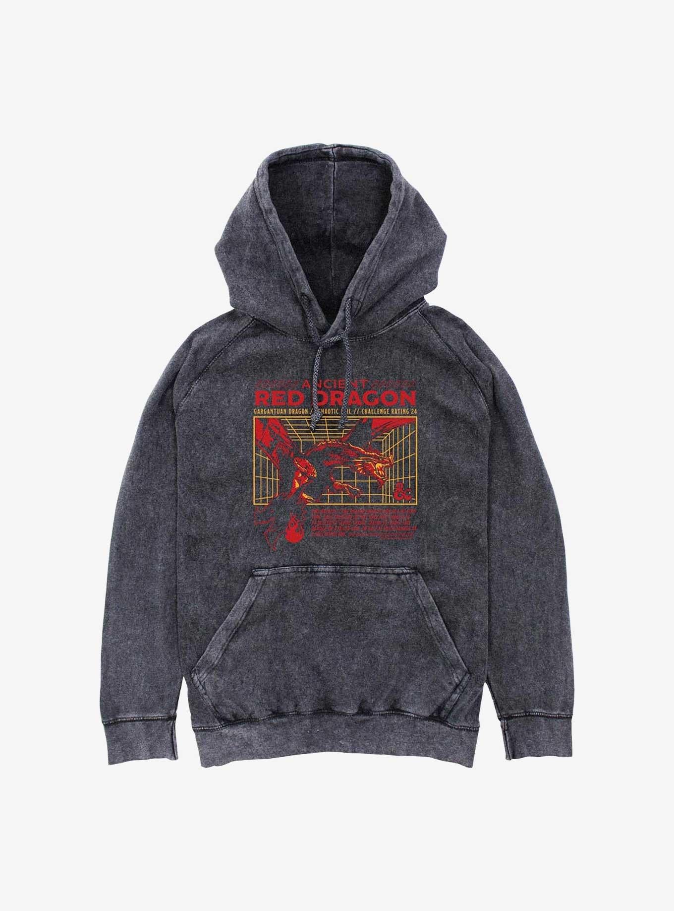 Dungeons & Dragons Red Dragon Stats Mineral Wash Hoodie