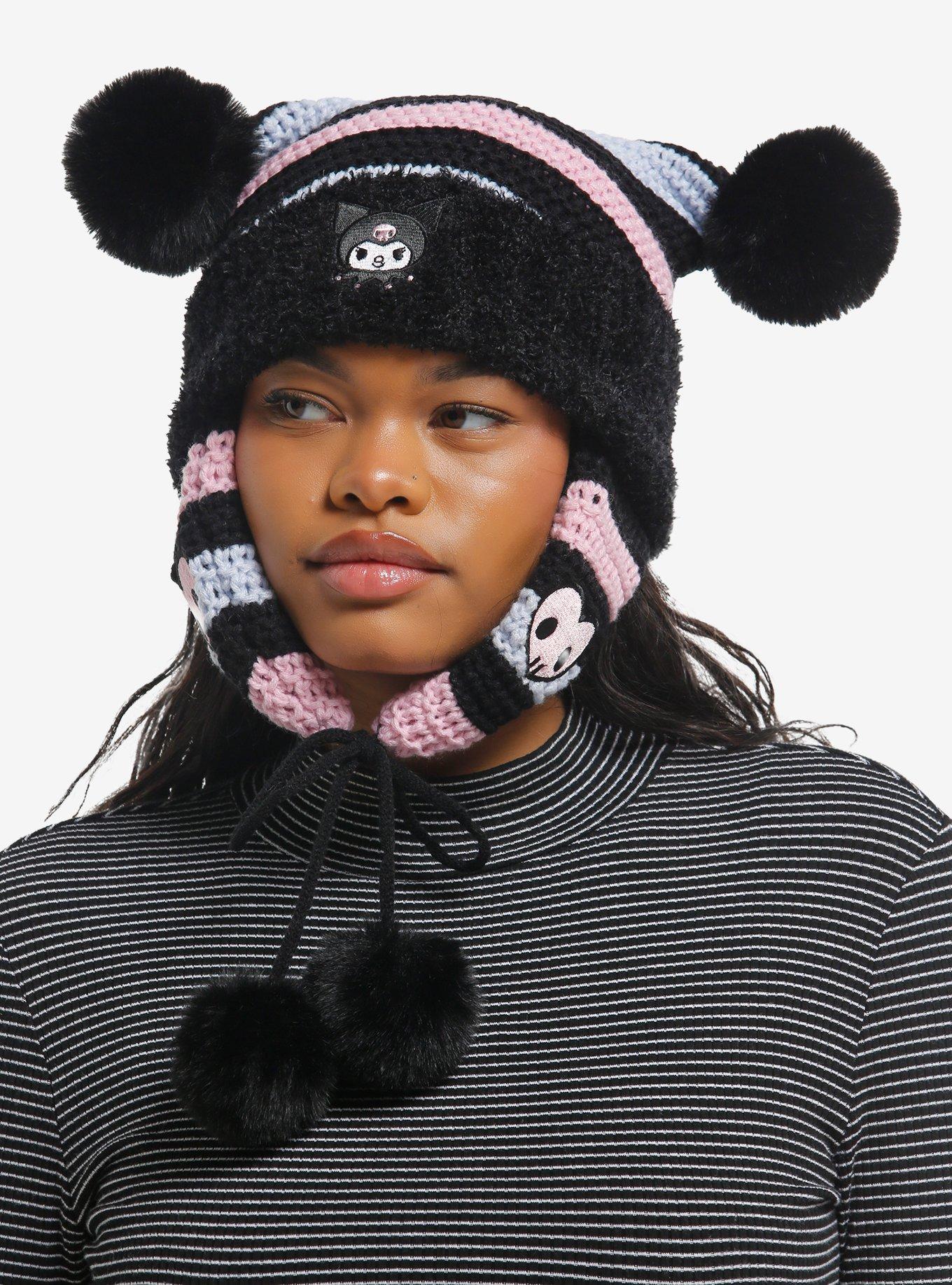 Kuromi Pastel Stripe Subtle Ear Tassel Beanie Graphic Tee | Graphic Tee | Unisex Shirt | Soft Comfortable Wear