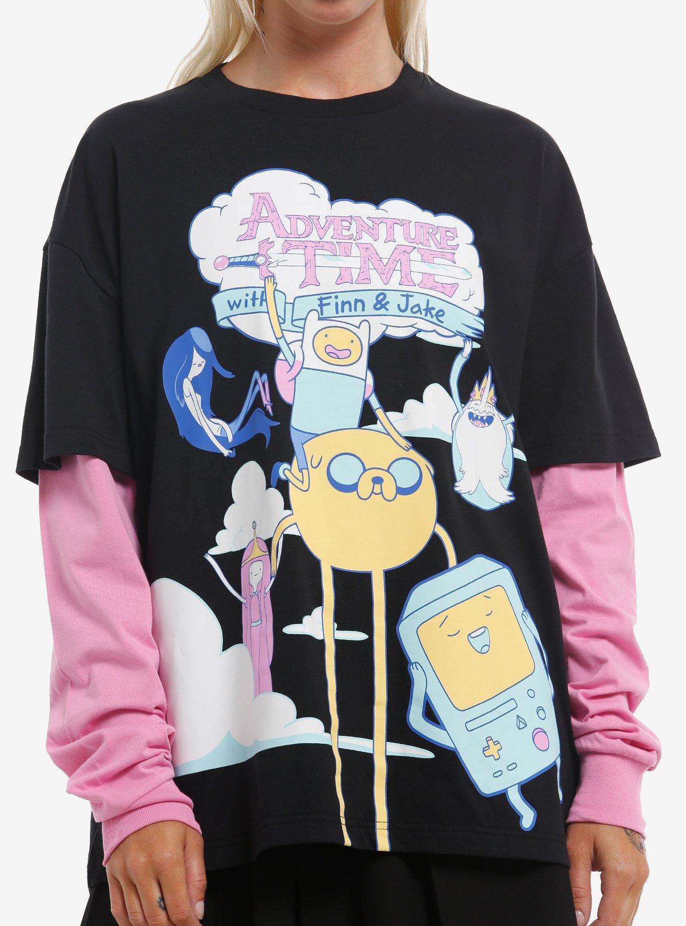 Adventure Time Pink Twofer Long Sleeve Shirt Long Sleeve Tee US Trend