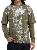 Green Skull Filigree Twofer Long-Sleeve T-Shirt