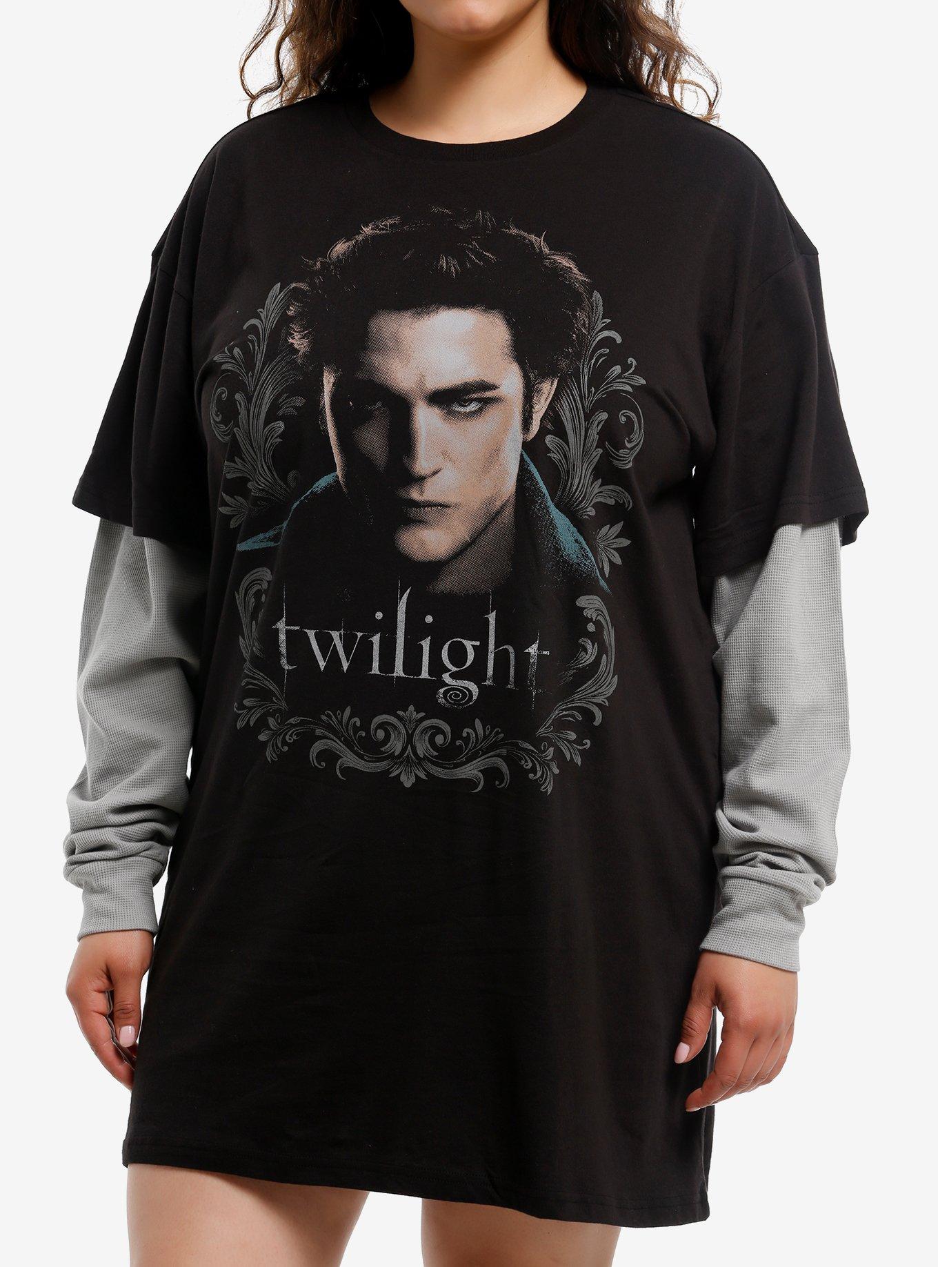 The Twilight Saga Edward Filigree Long Sleeve Shirt Dress Plus Size Long Sleeve Tee New Arrival